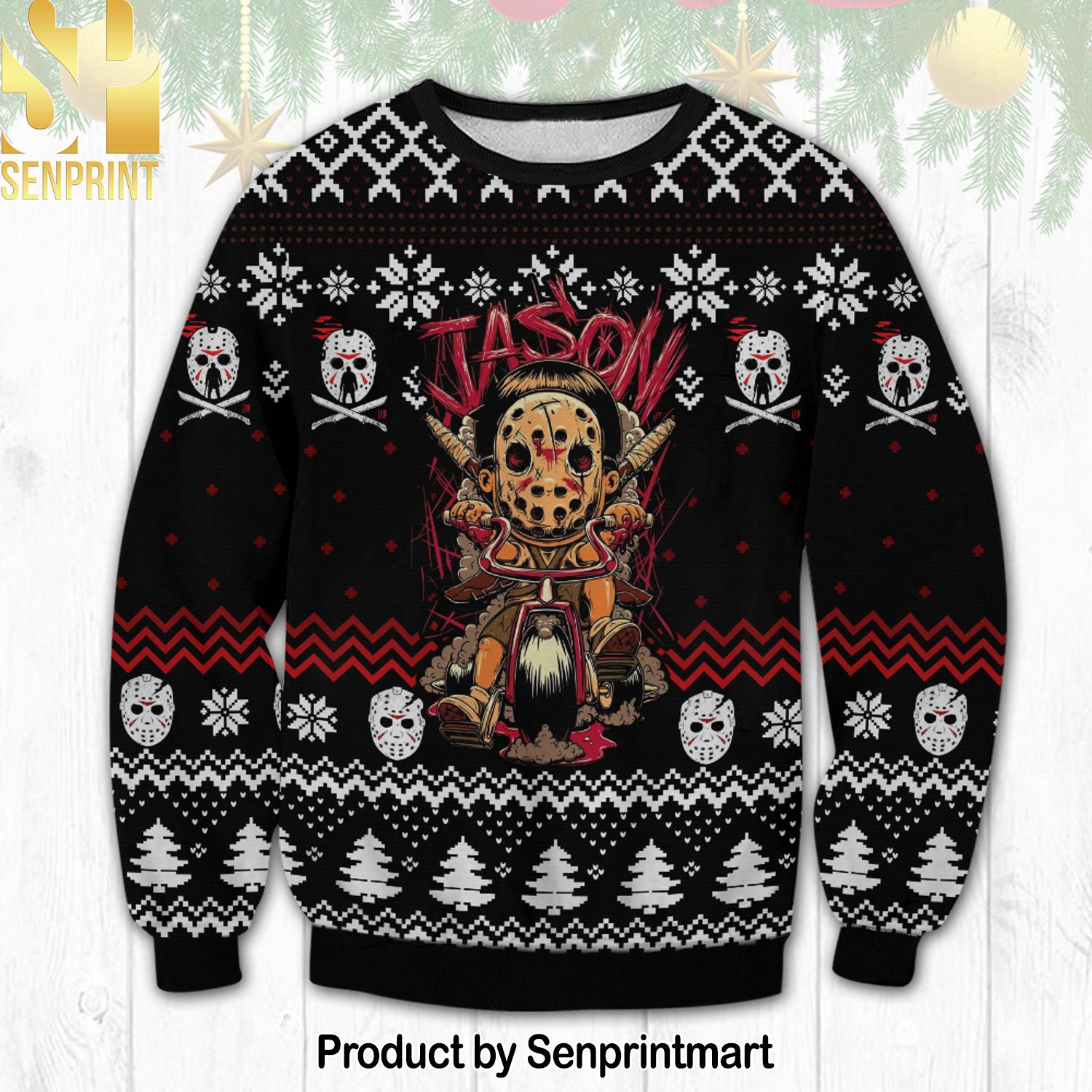 Jason Voorhees Ugly Xmas Wool Knitted Sweater