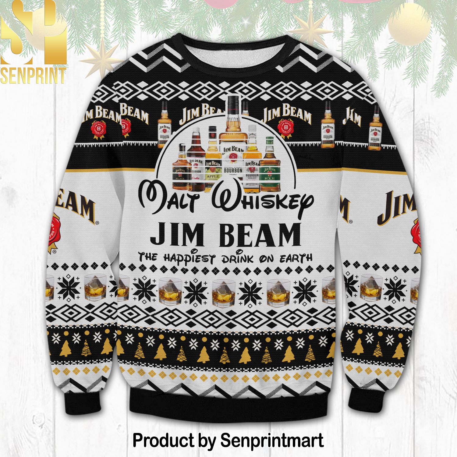 Jim Beam Happiest Drink For Christmas Gifts Knitting Pattern Sweater