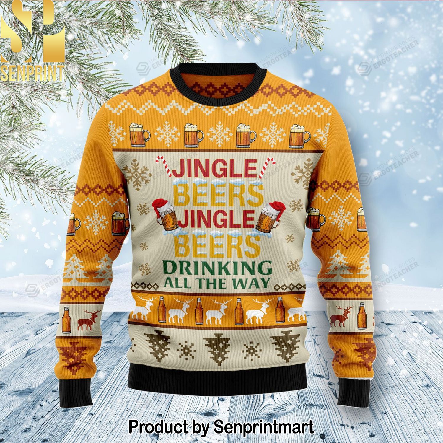 Jingel Beer Ugly Christmas Wool Knitted Sweater