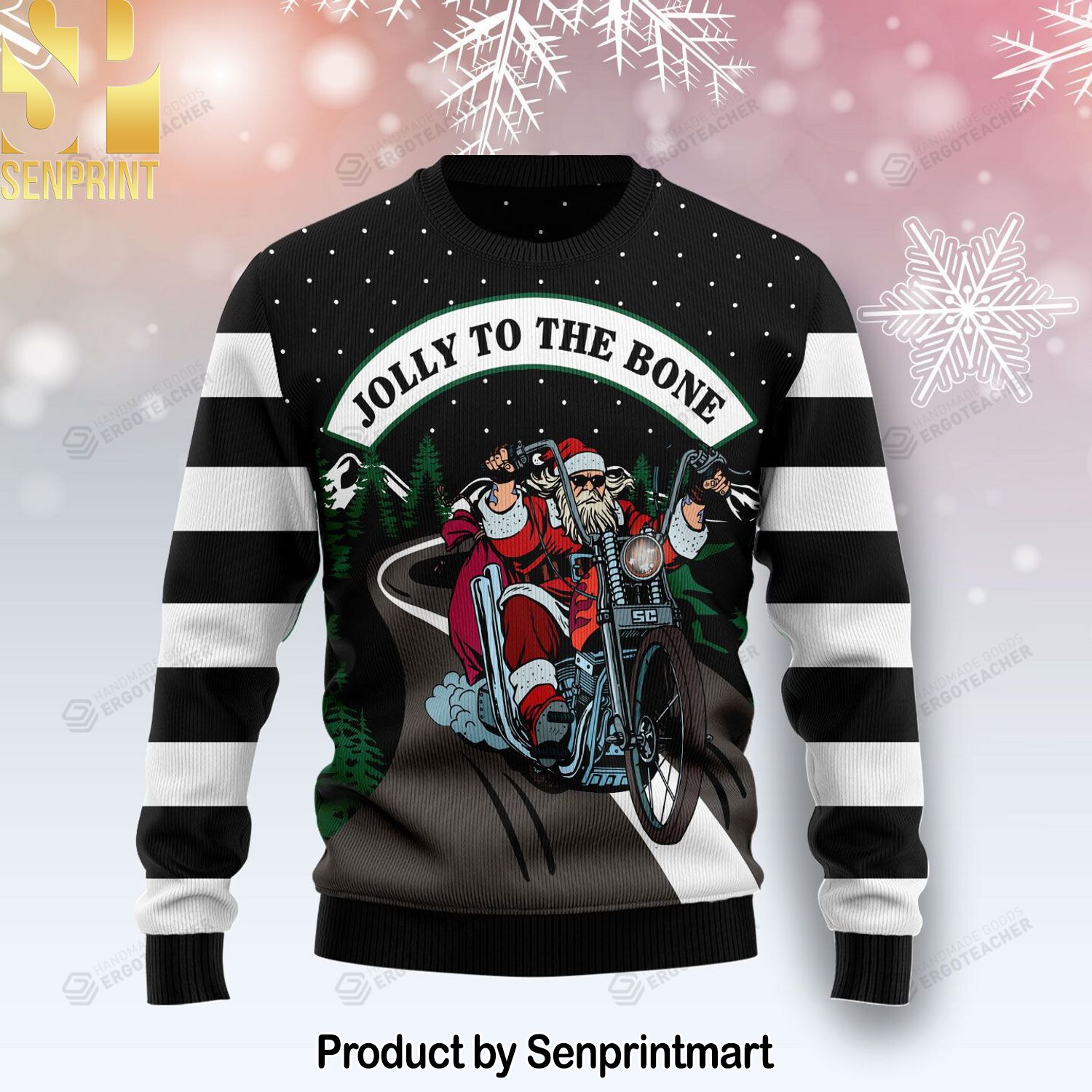 Jolly To The Bone Knitting Pattern Ugly Christmas Holiday Sweater