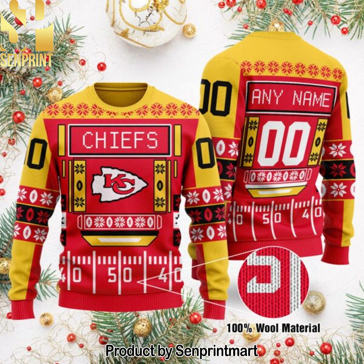 Kansas City Chiefs NFL Knitting Pattern 3D Print Ugly Sweater