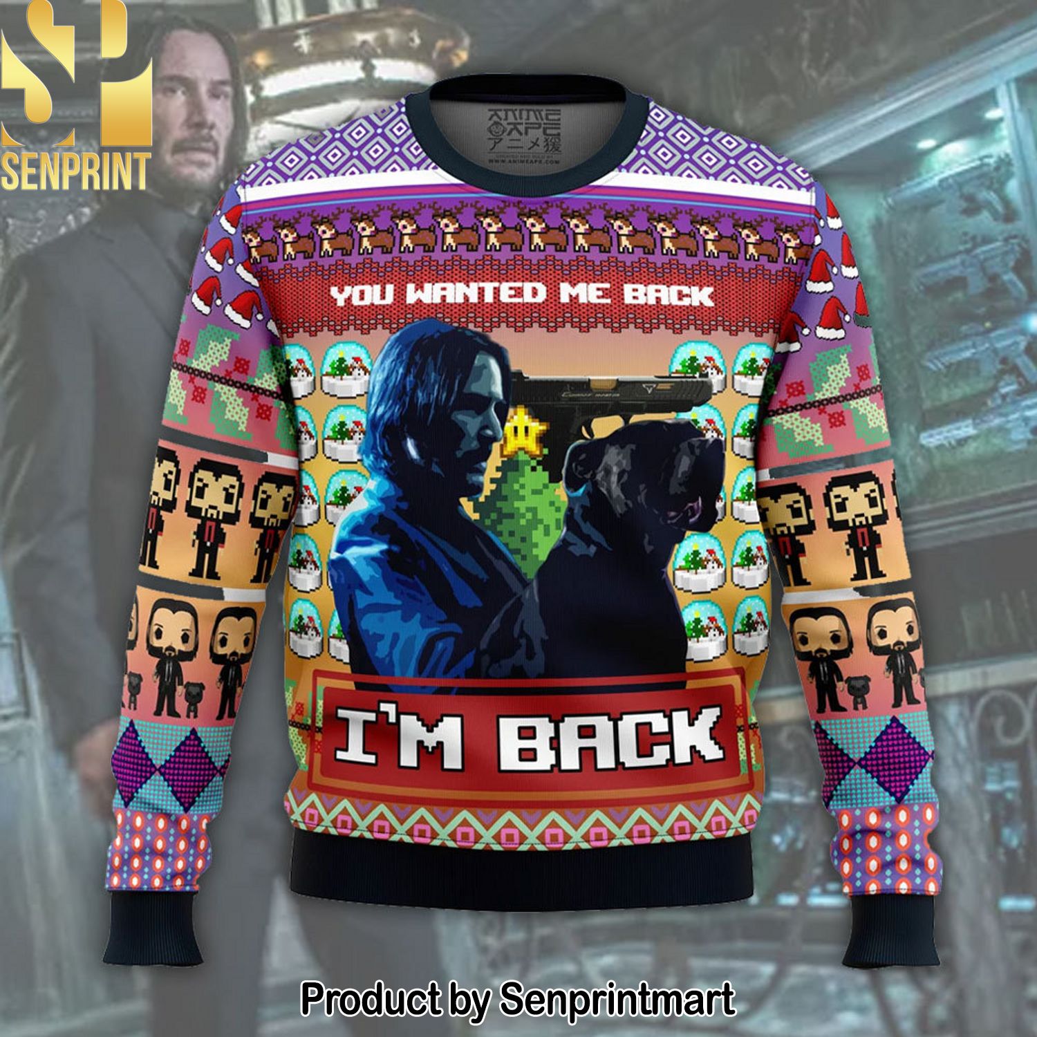 Keanu Reeves Christmas Ugly Wool Knitted Sweater
