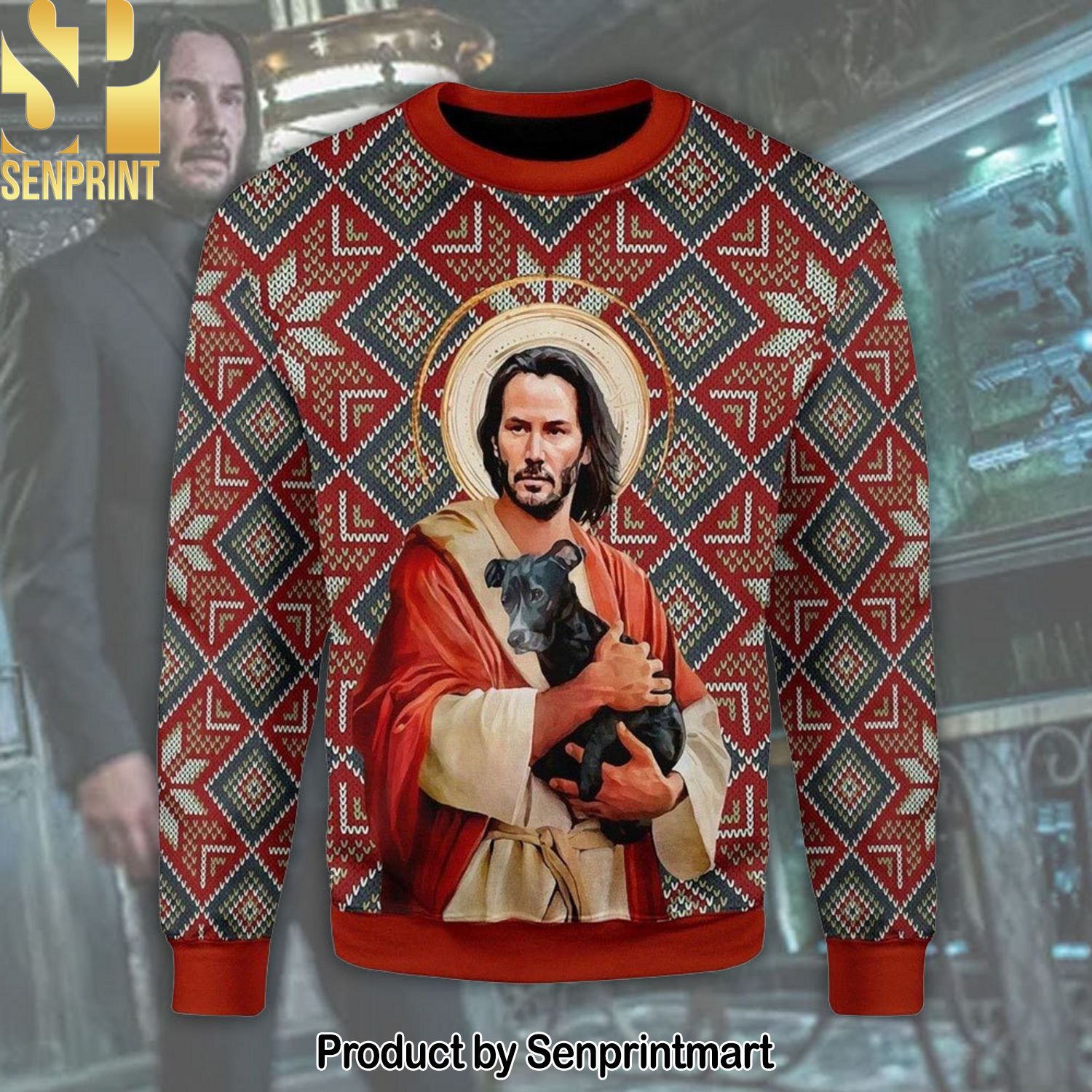 Keanu Reeves Ugly Christmas Holiday Sweater