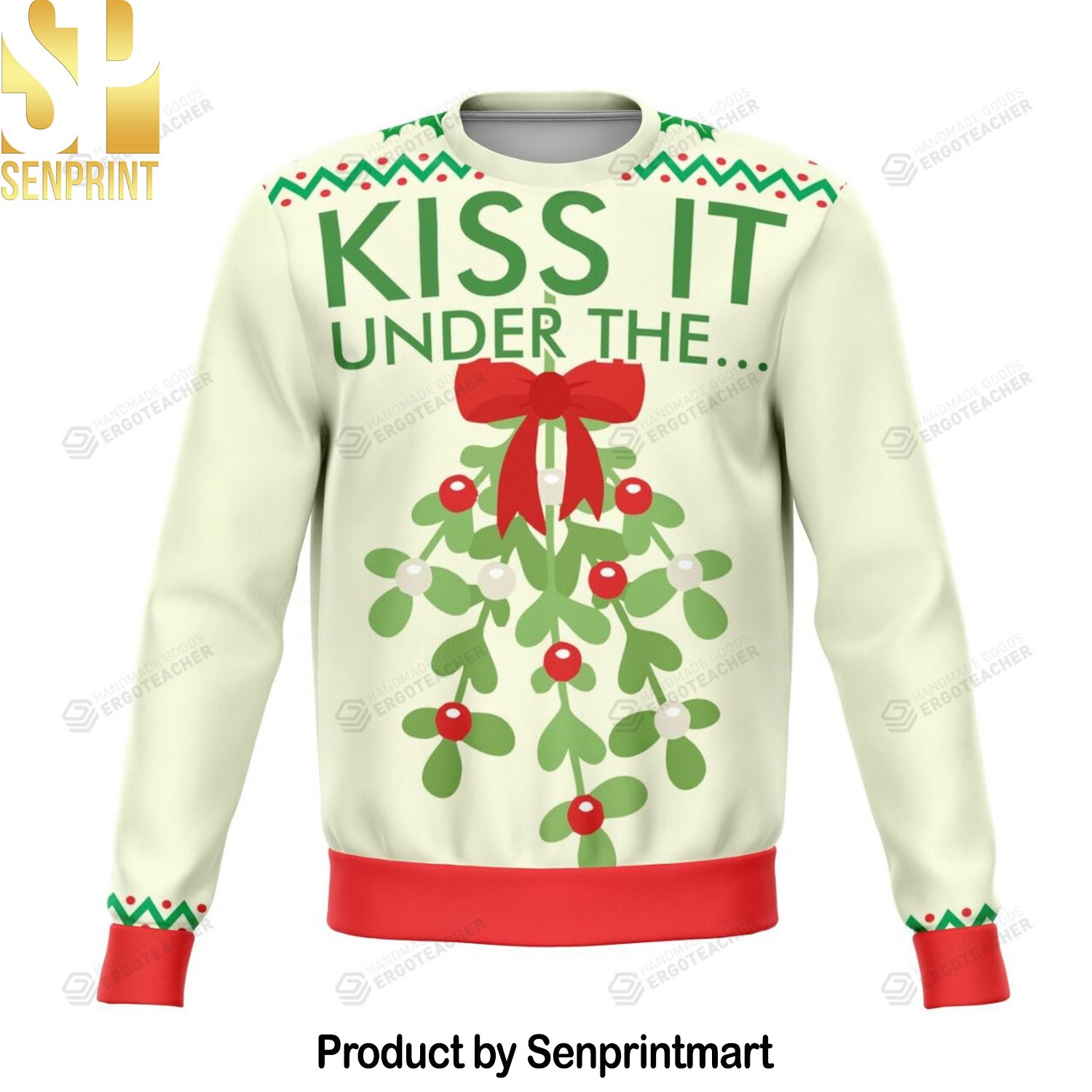 Kiss It Under The Mistletoe Funny For Christmas Gifts Christmas Ugly Wool Knitted Sweater