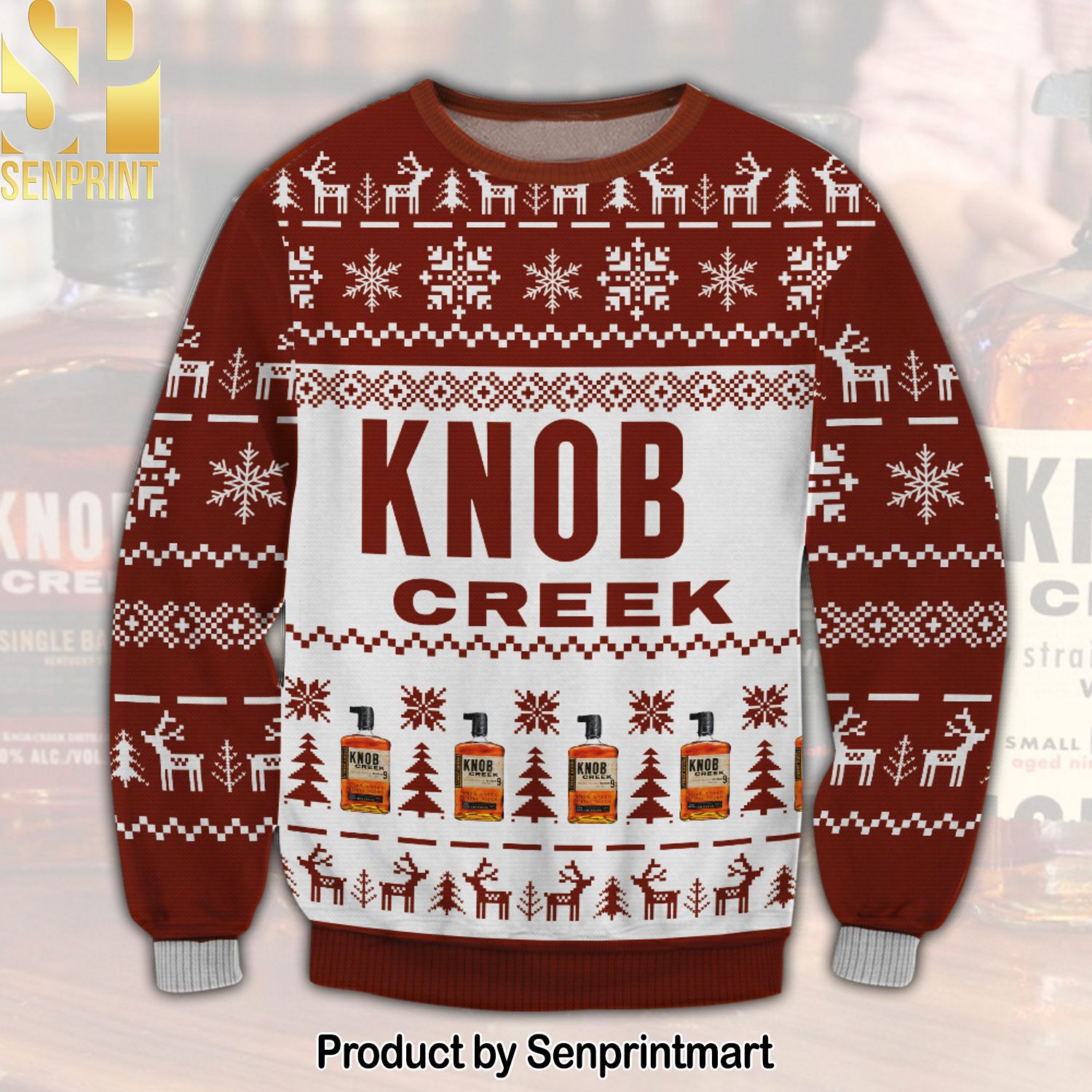 Knob Creek For Christmas Gifts Ugly Xmas Wool Knitted Sweater
