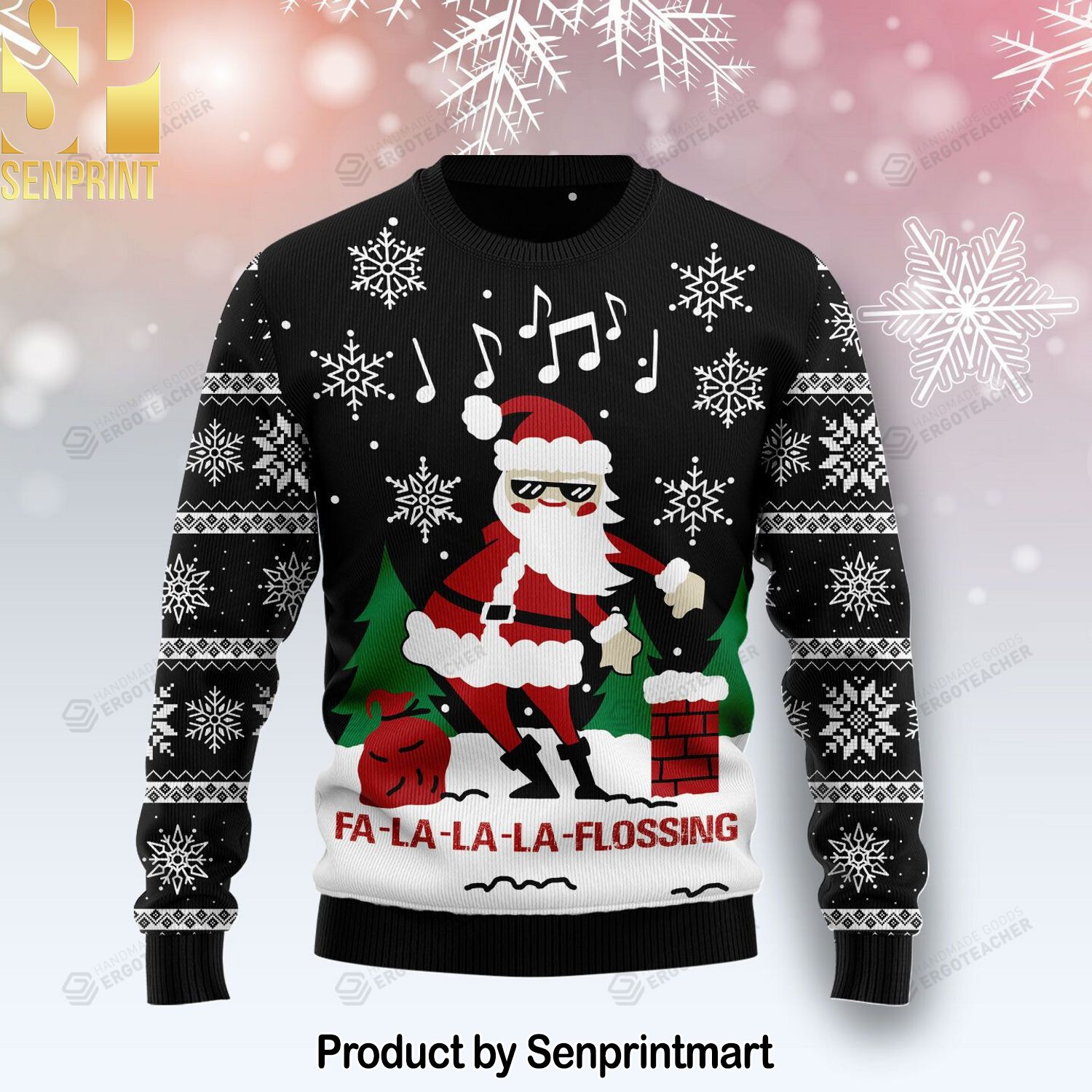 La-La-La Flossing Santa Claus 3D Printed Ugly Christmas Sweater
