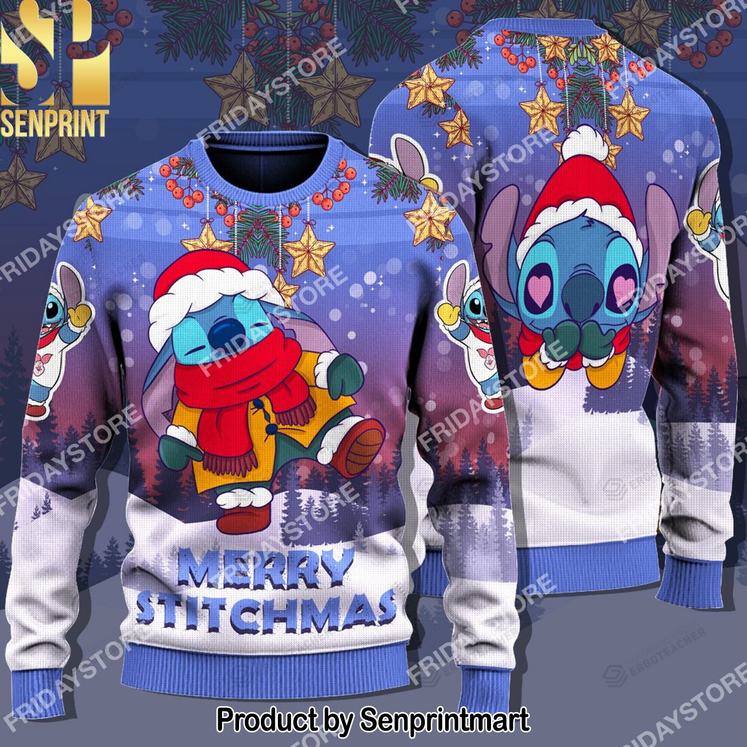 LAS Merry Stitchmas Adorable For Christmas Gifts Ugly Christmas Sweater