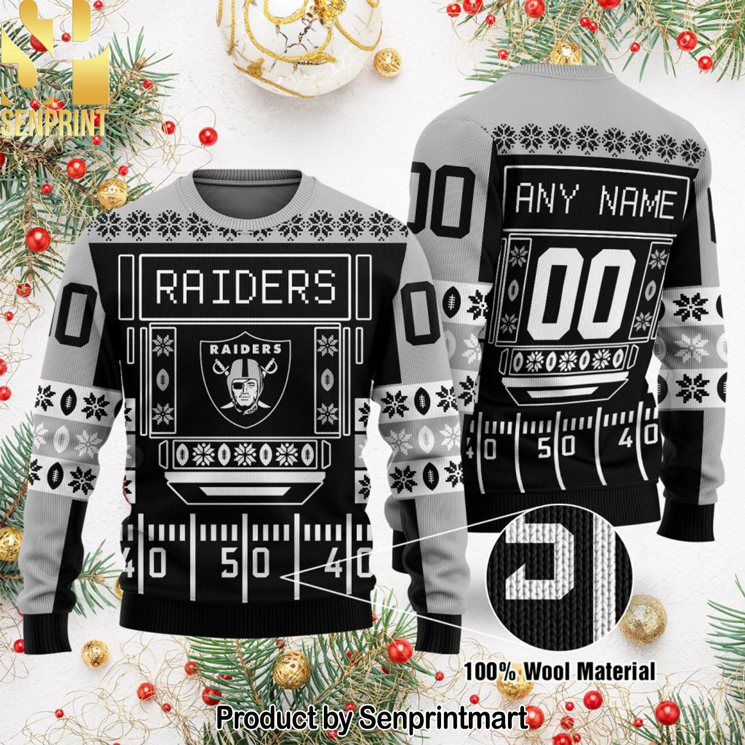 Las Vegas Raiders NFL Christmas Ugly Wool Knitted Sweater