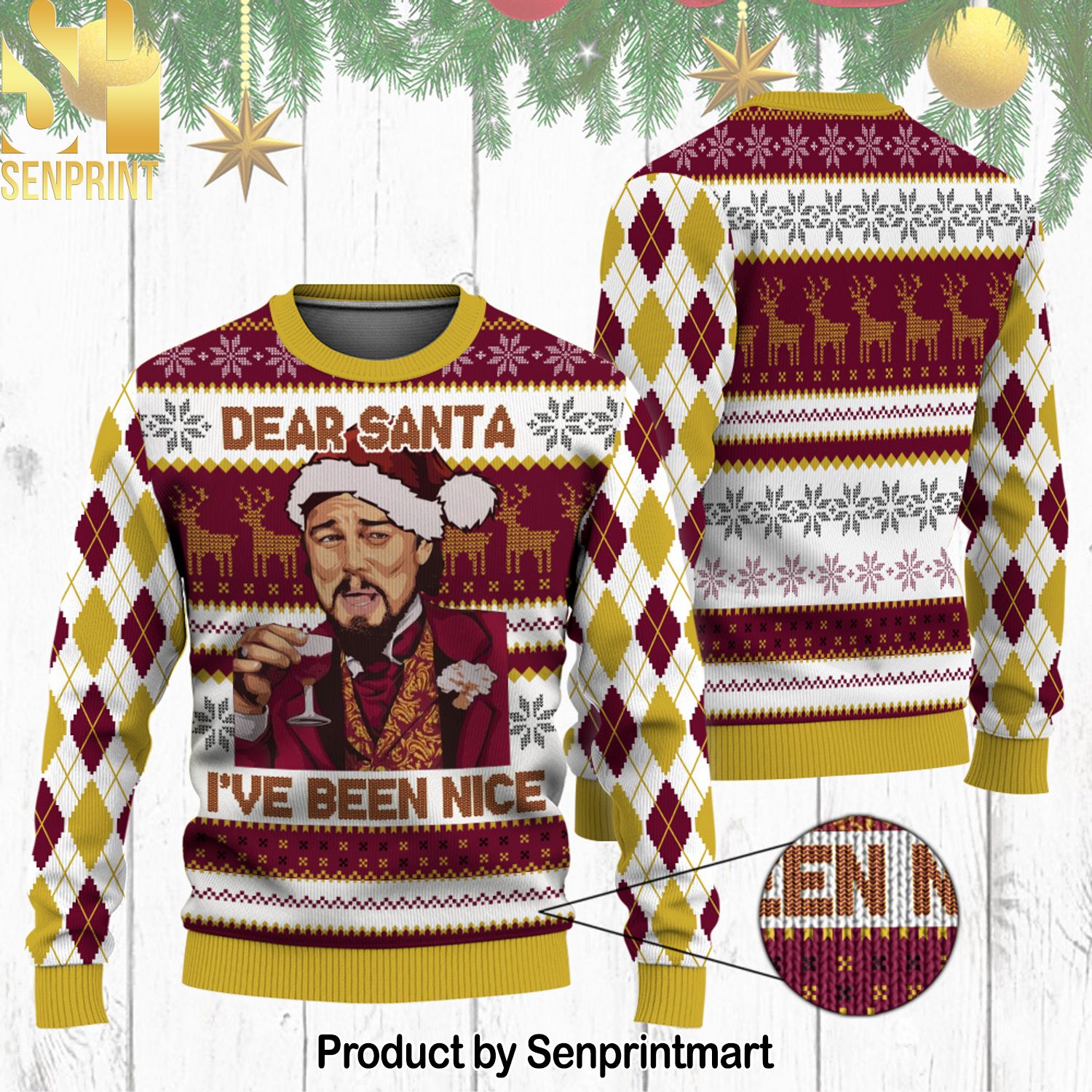 Laughing Leonardo DiCaprio Christmas Sweatwer For Christmas Gifts Ugly Christmas Holiday Sweater