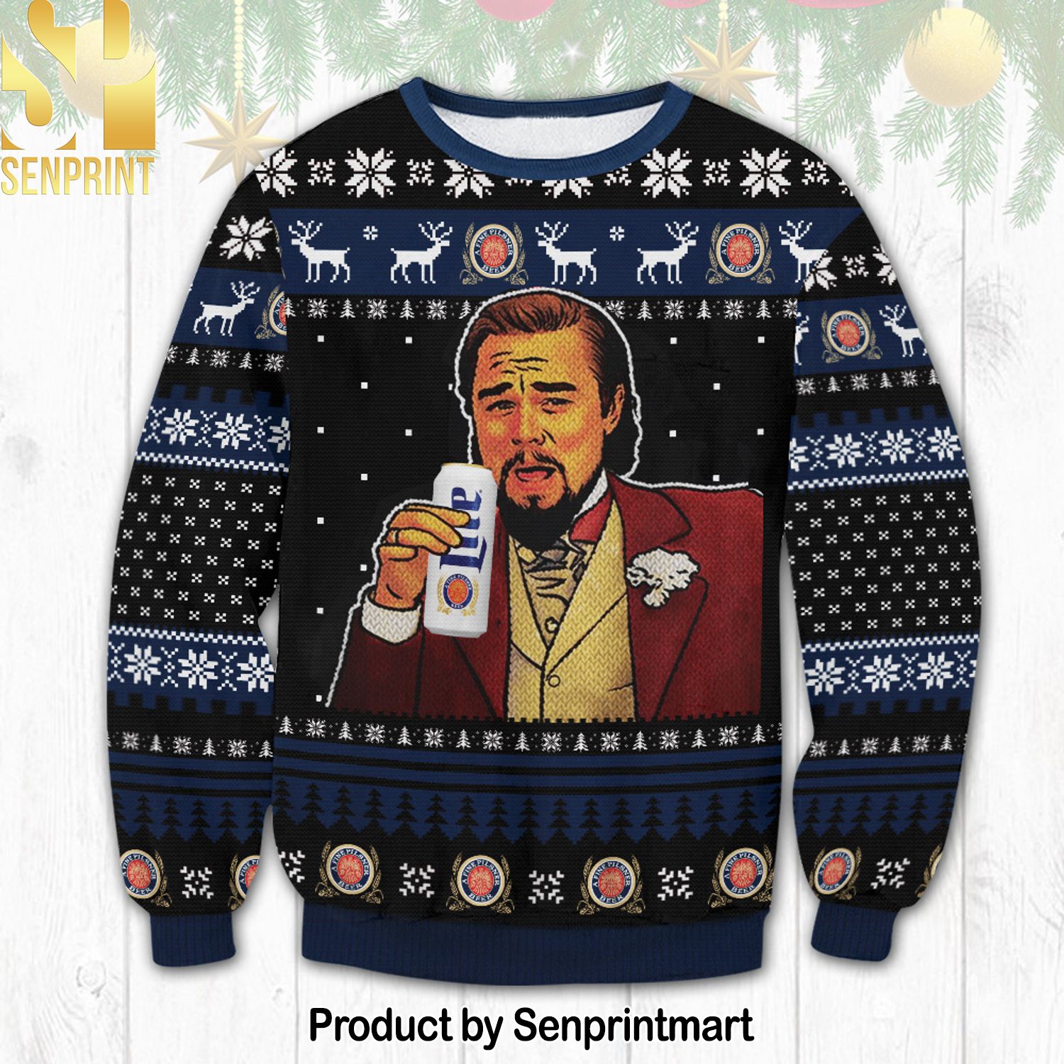 Lite Beer Meme For Christmas Gifts Ugly Christmas Wool Knitted Sweater