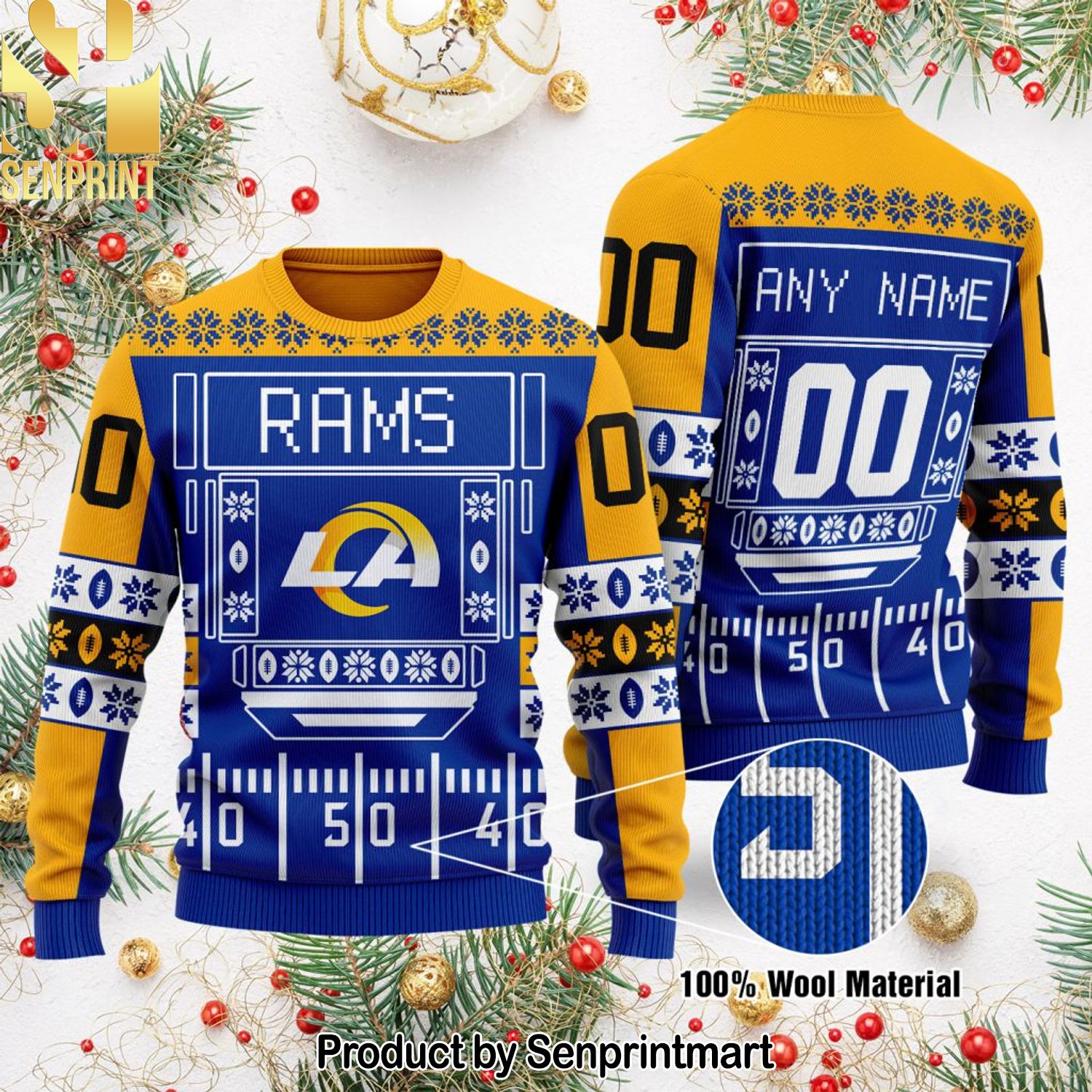 Los Angeles Rams NFL For Christmas Gifts Christmas Ugly Wool Knitted Sweater