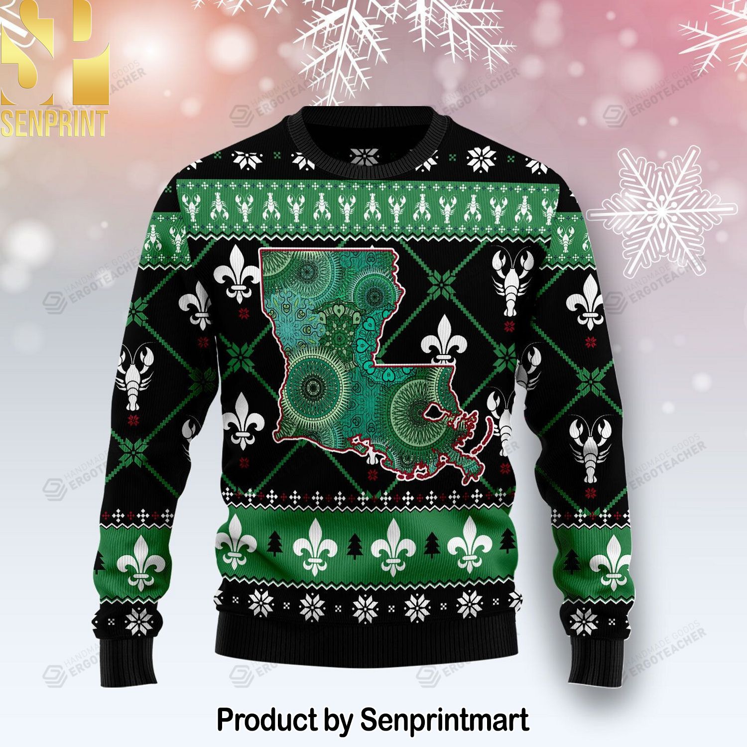 Louisiana USA Symbols For Christmas Gifts Ugly Christmas Sweater