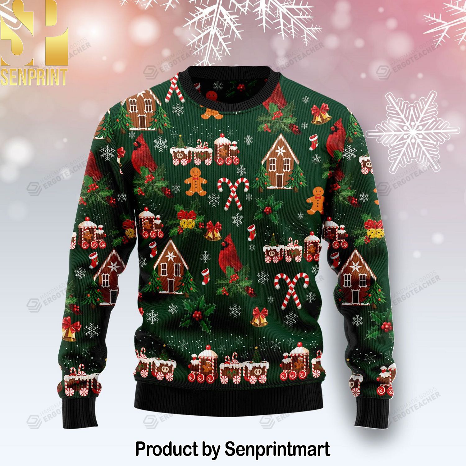 Love Cardinal 3D Printed Ugly Christmas Sweater