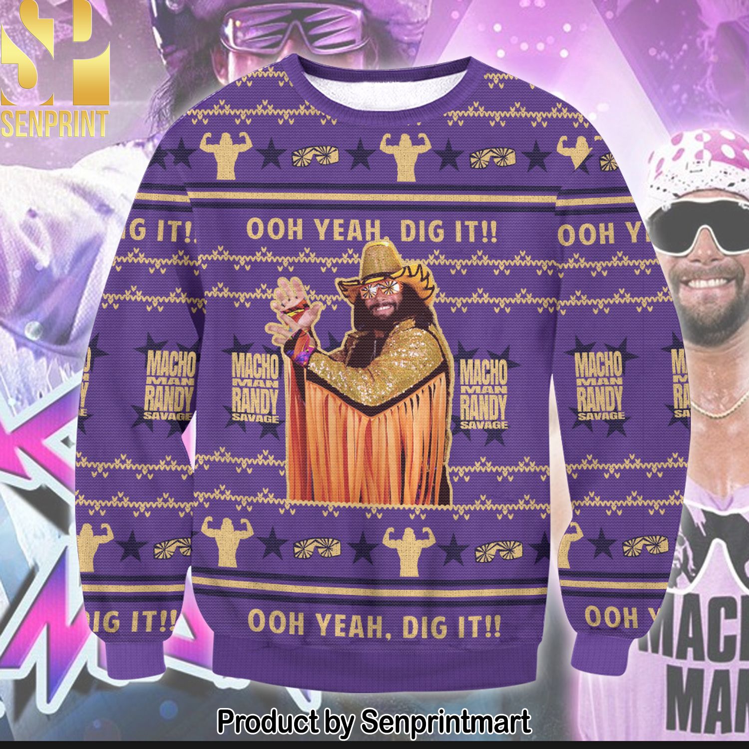 Macho Man Randy Savage For Christmas Gifts Ugly Christmas Wool Knitted Sweater