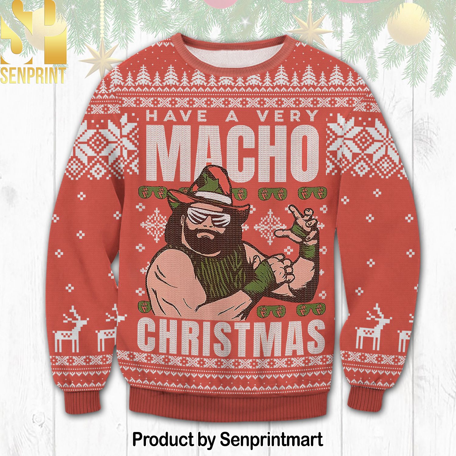 Macho Man Randy Savage For Christmas Gifts Ugly Xmas Wool Knitted Sweater