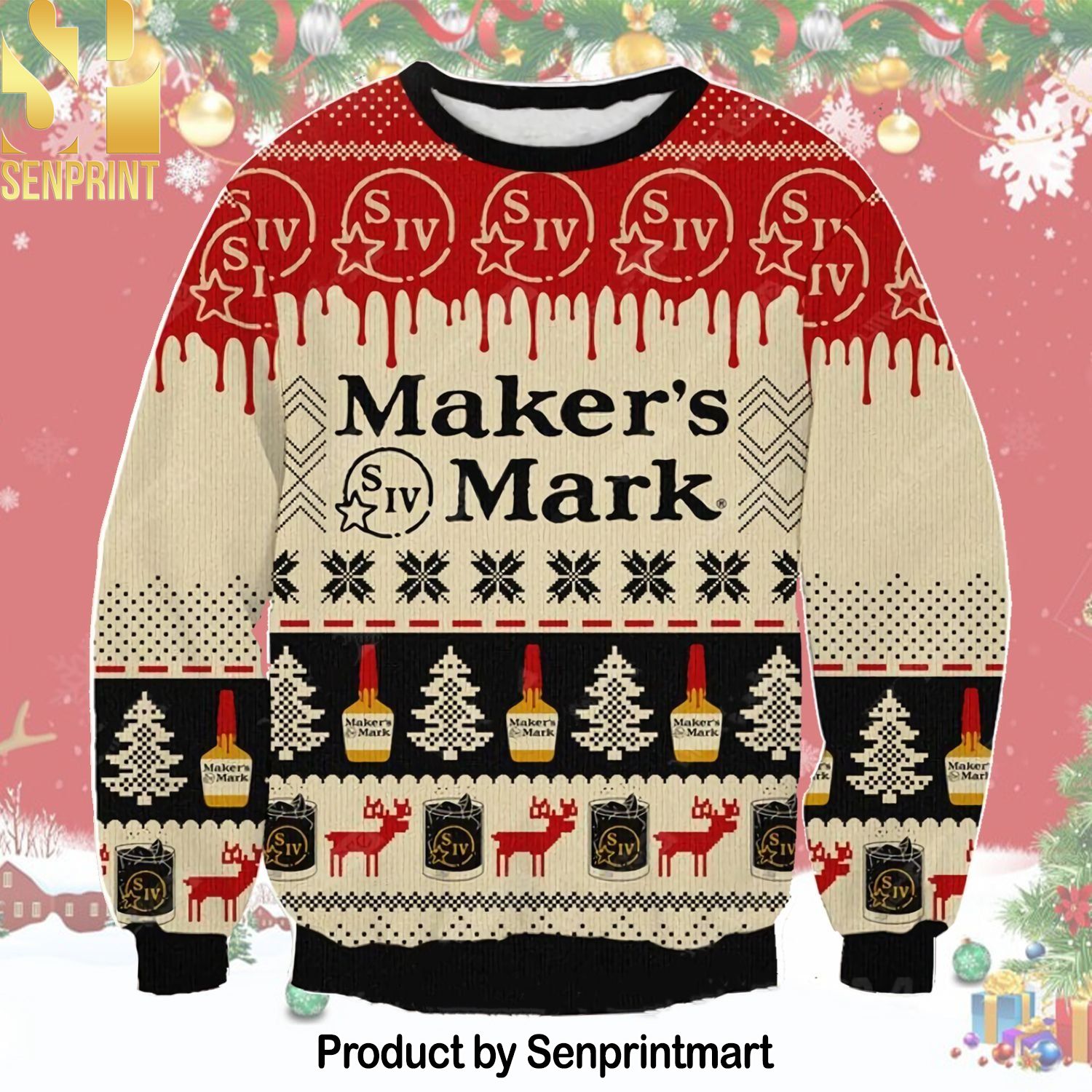 Maker’s Mark Ugly Christmas Wool Knitted Sweater