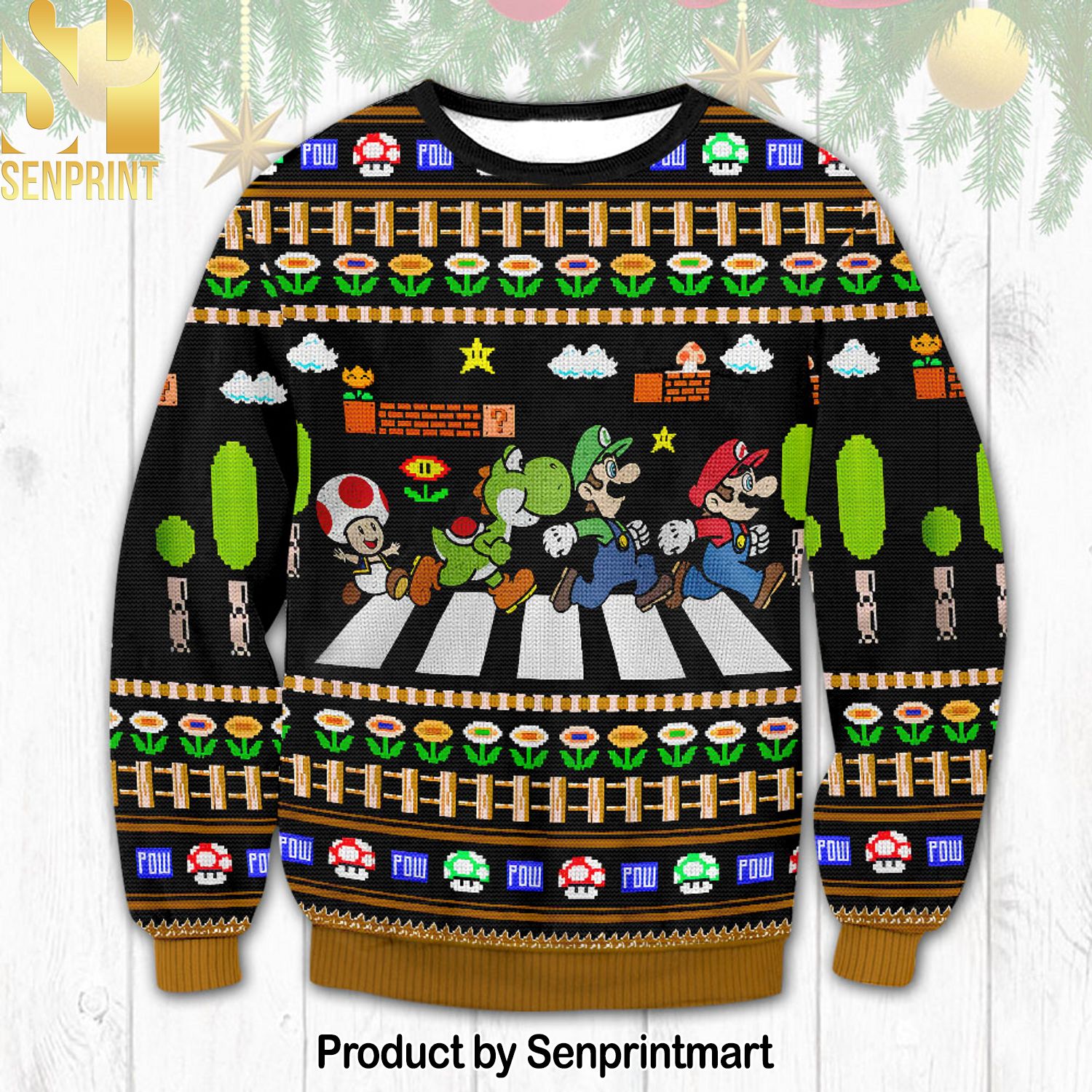 Mario 3D Printed Ugly Christmas Sweater
