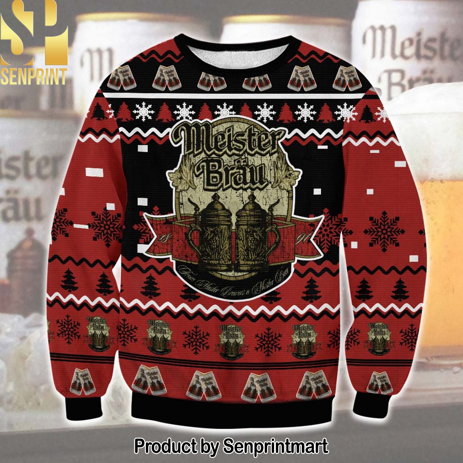 Meister Brau Christmas Ugly Wool Knitted Sweater