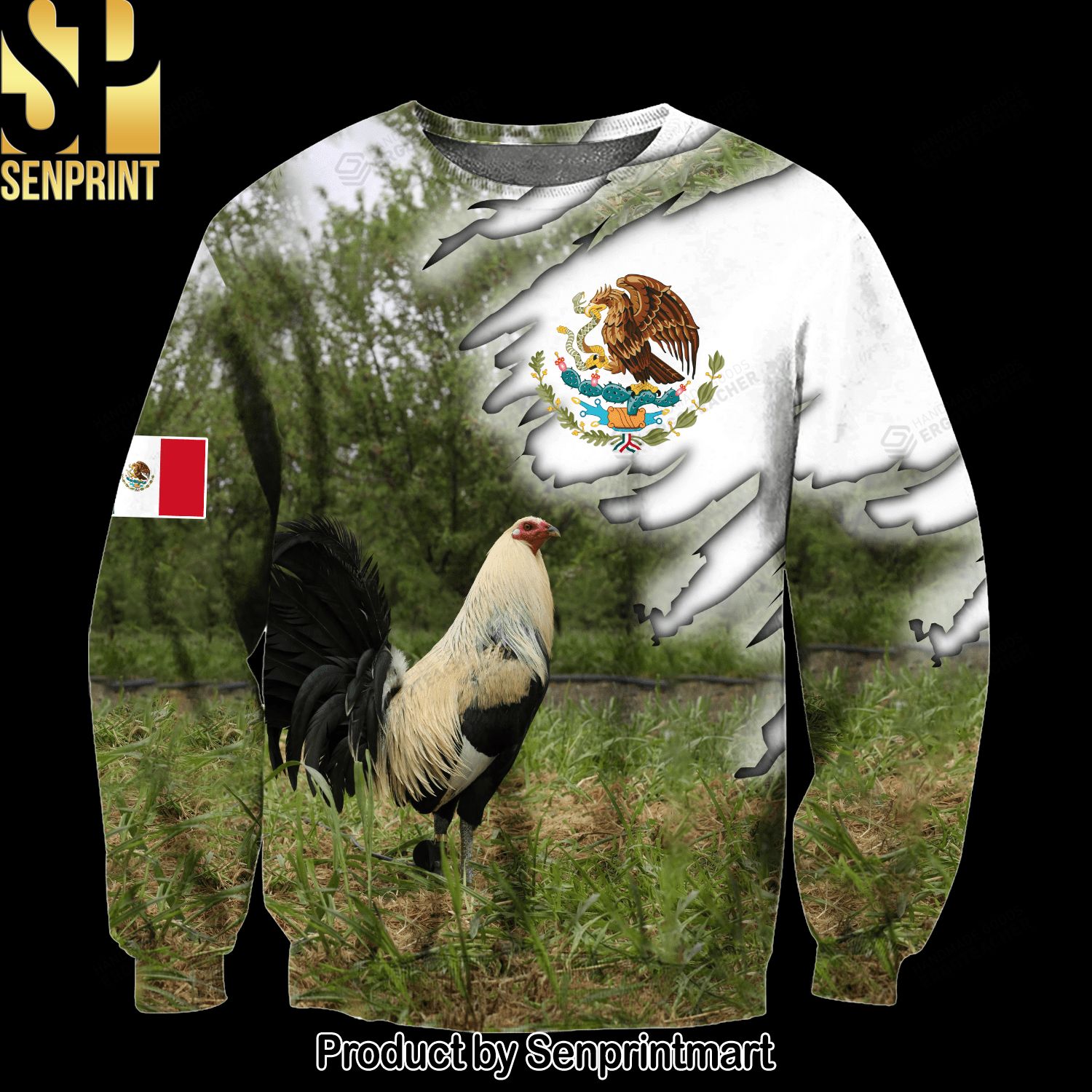 Mexican Rooster Ugly Xmas Wool Knitted Sweater
