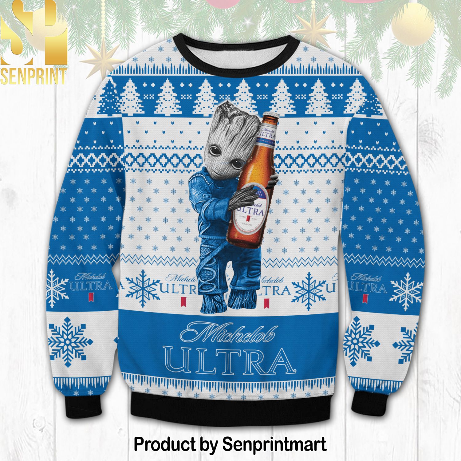 Michelob Ultra Groot Knitting Pattern 3D Print Ugly Sweater