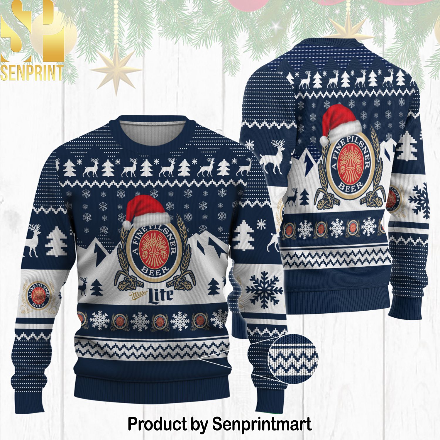 Miller Lite Santa Hat For Christmas Gifts Knitting Pattern Sweater