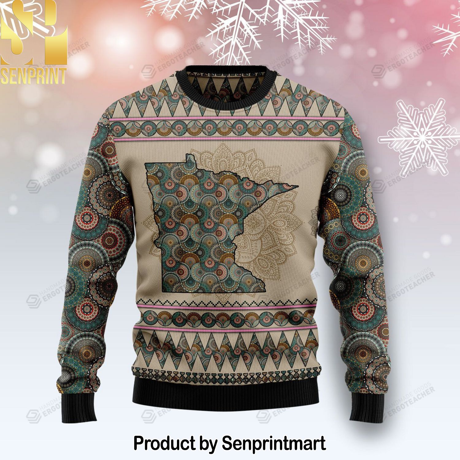 Minnesota Mandala For Christmas Gifts Knitting Pattern Sweater