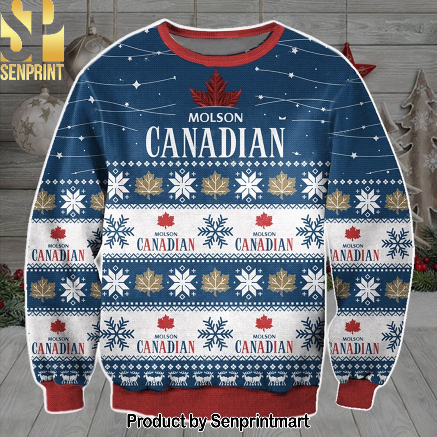 Molson Canadian For Christmas Gifts Ugly Christmas Wool Knitted Sweater