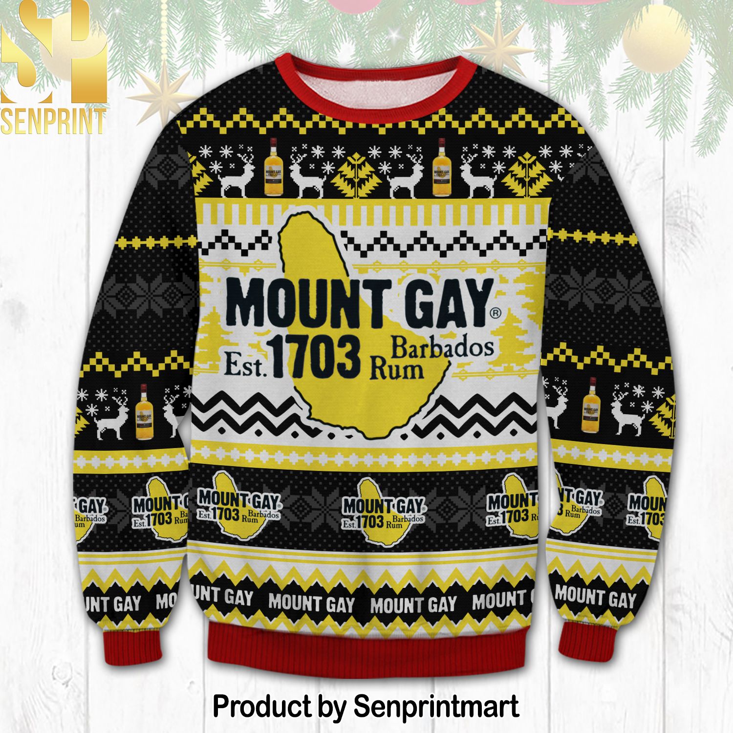 Mount Gay Rum For Christmas Gifts 3D Printed Ugly Christmas Sweater