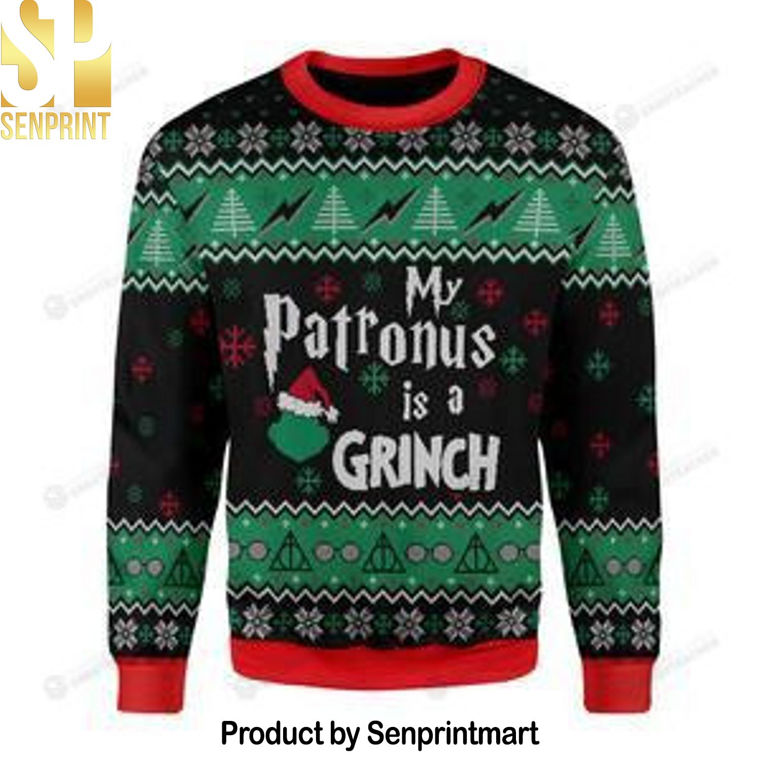 My Patronus Is A Grinch For Christmas Gifts Ugly Christmas Wool Knitted Sweater