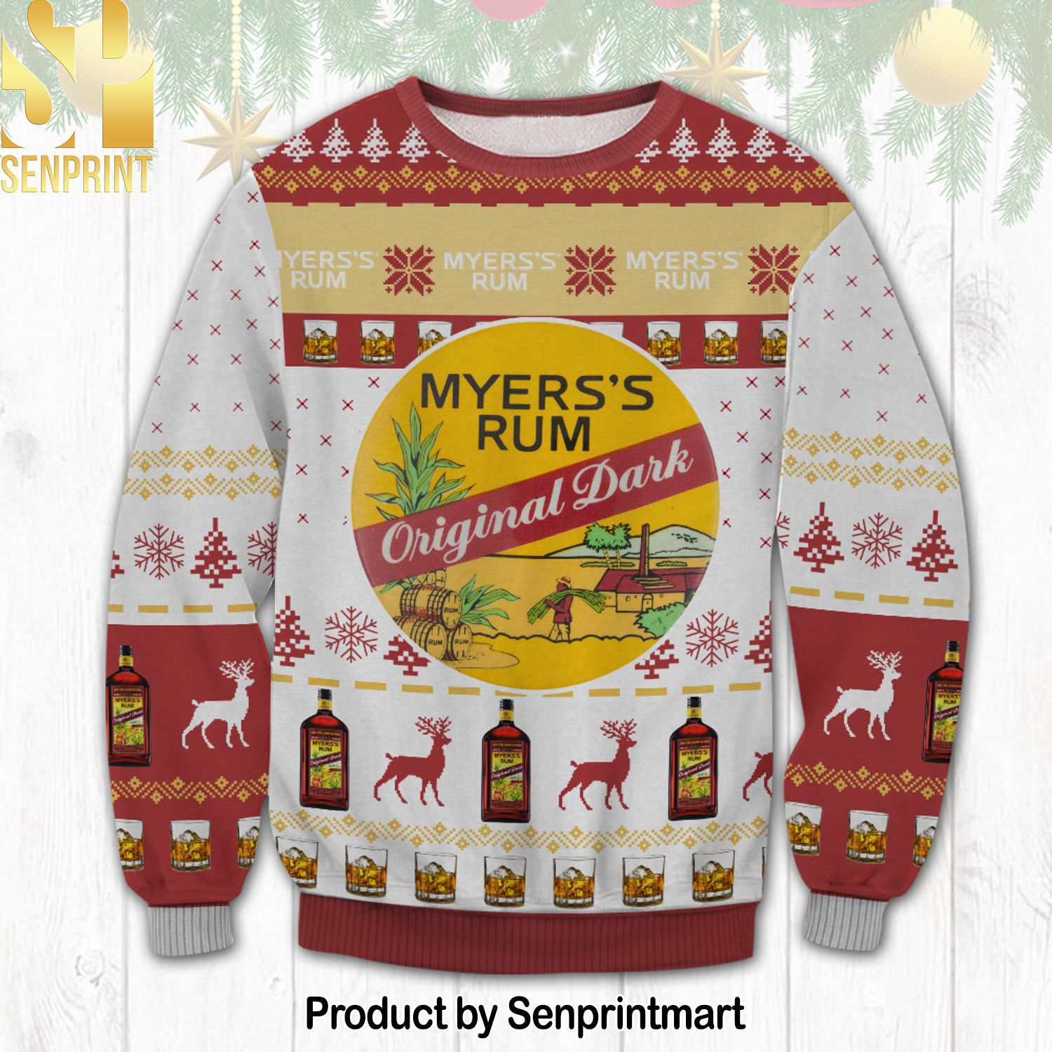Myers Rum For Christmas Gifts Christmas Ugly Wool Knitted Sweater