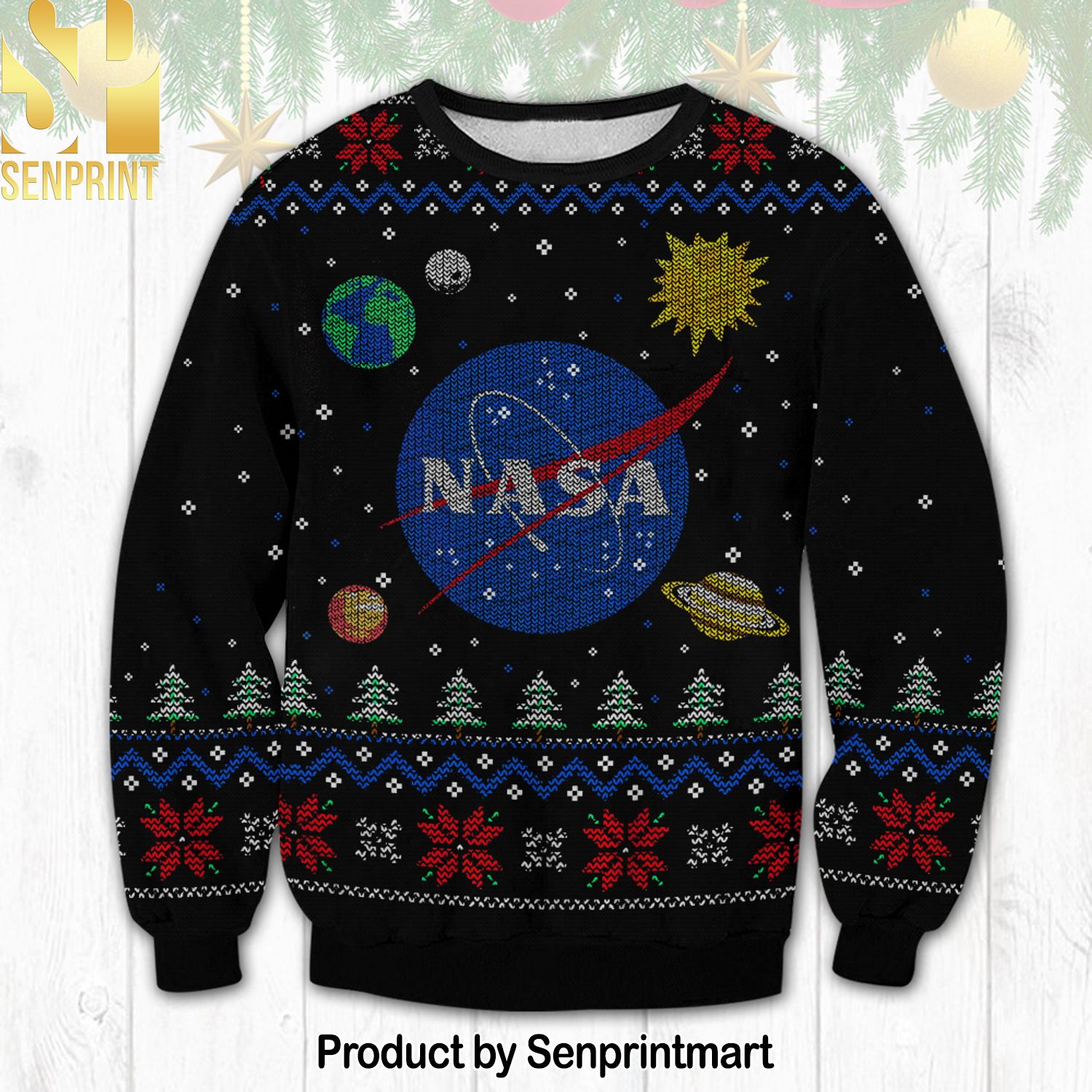 NASA For Christmas Gifts Christmas Ugly Wool Knitted Sweater