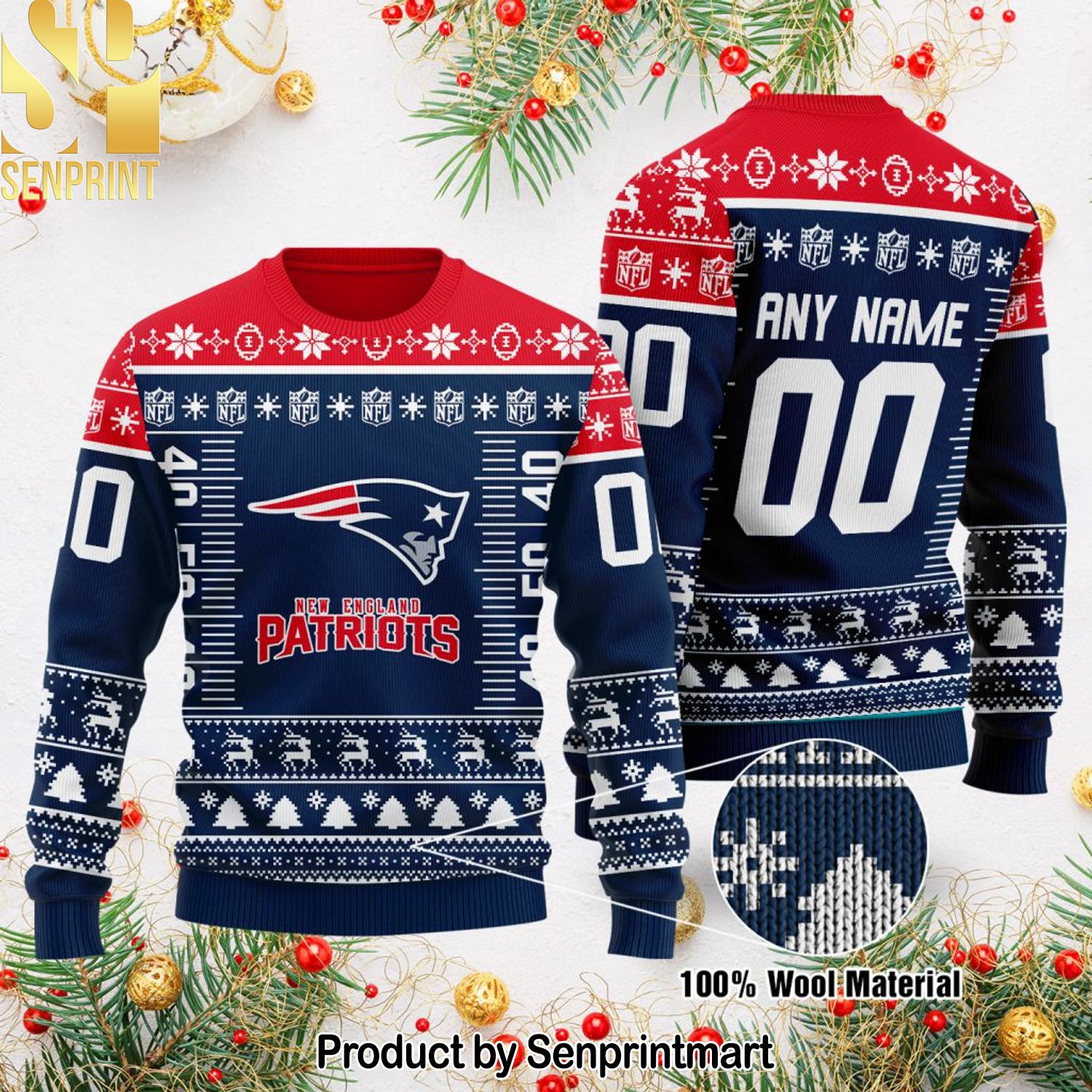 New England Patriots NFL For Christmas Gifts Ugly Xmas Wool Knitted Sweater