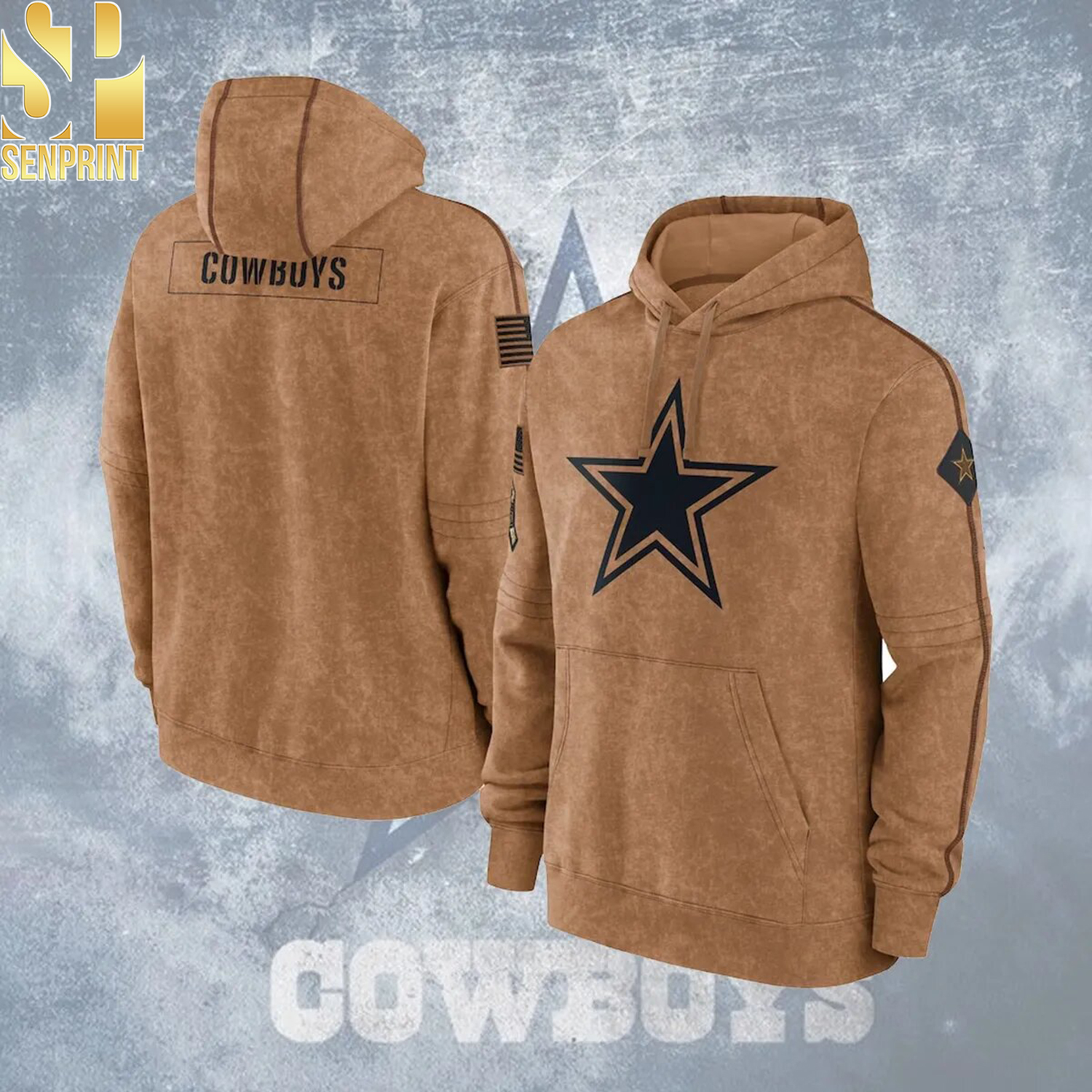 NFL 2023 Salute To Service Dallas Cowboys Brown Hoodie