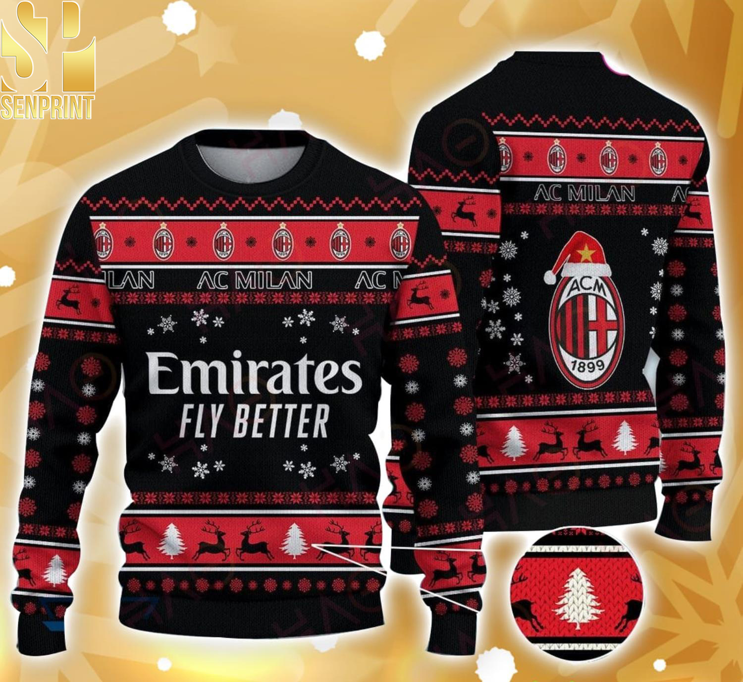 AC Milan Ugly Xmas Wool Knitted Sweater