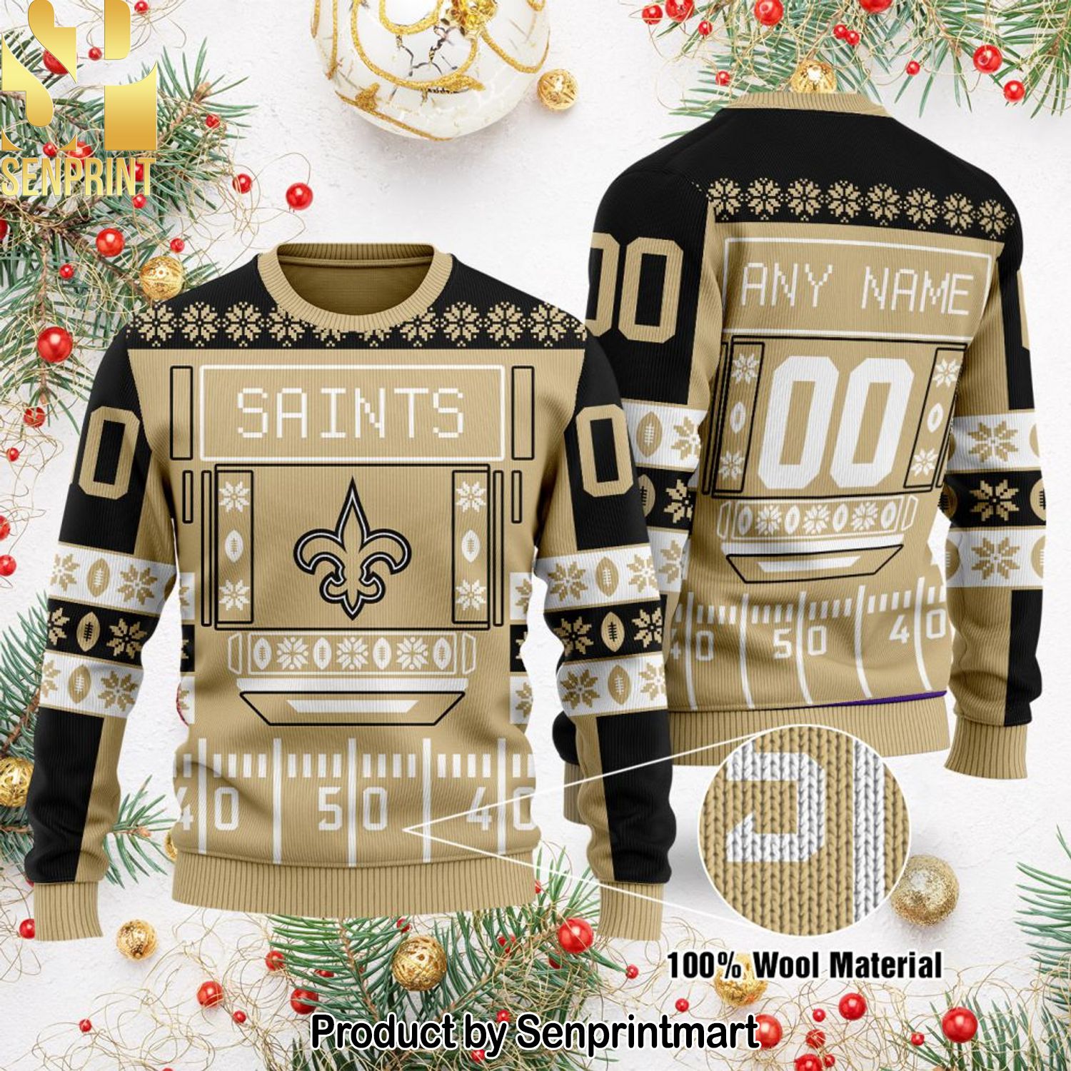 New Orleans Saints NFL 3D Printed Ugly Christmas Sweater