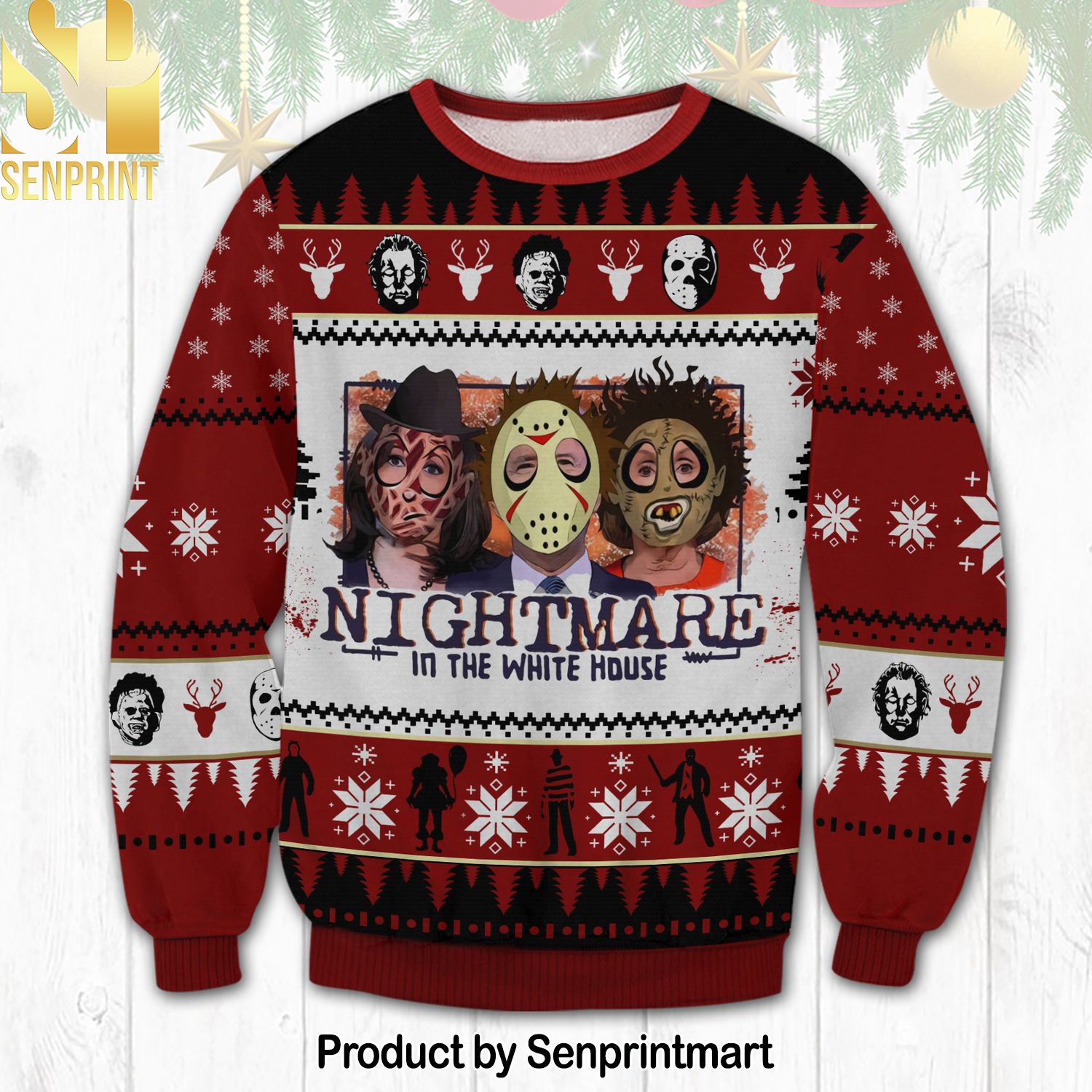 Nightmare Horror For Christmas Gifts Ugly Christmas Wool Knitted Sweater
