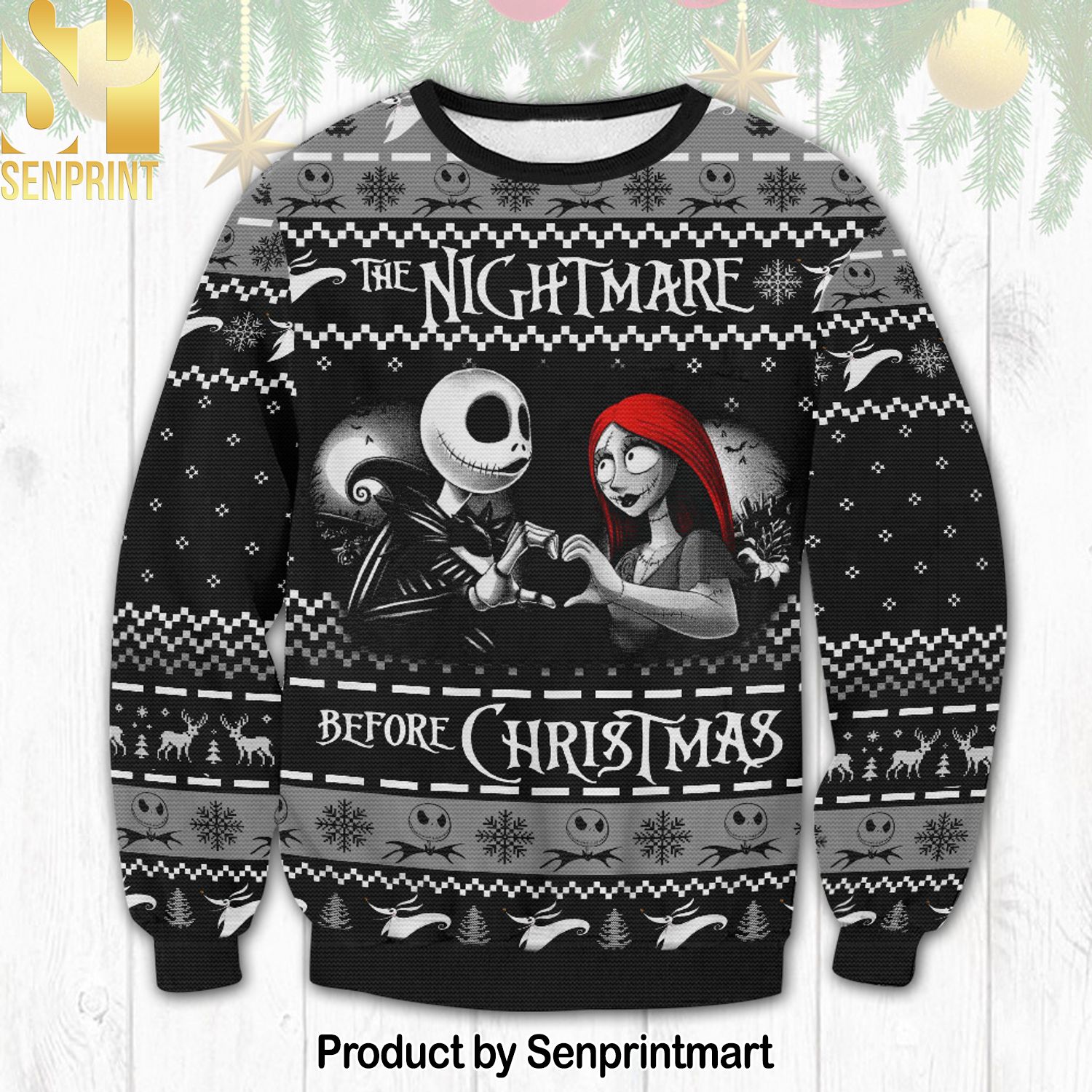 Nightmare Xmas Knitting Pattern Ugly Christmas Holiday Sweater