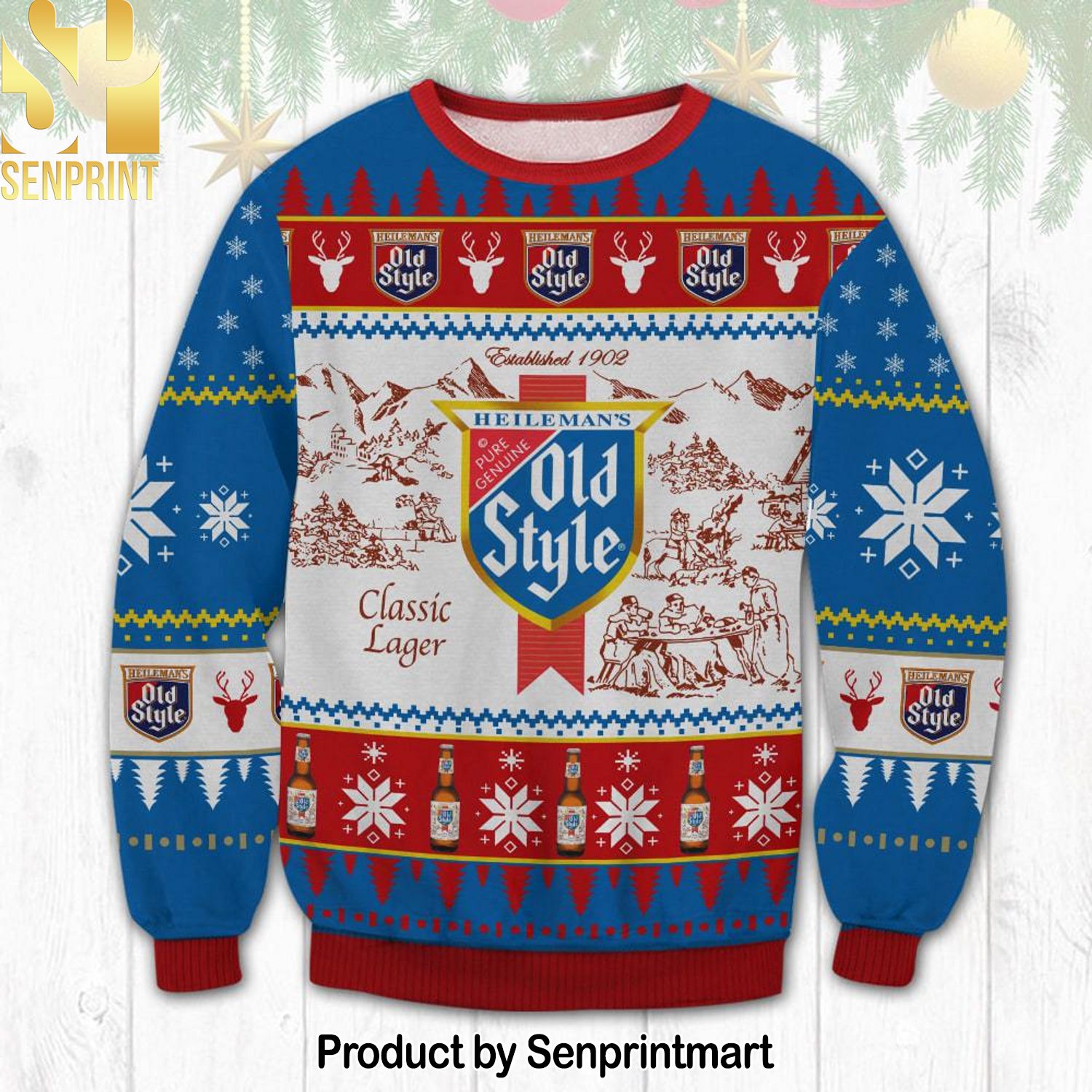 Old Style Beer 3D Printed Ugly Christmas Sweater