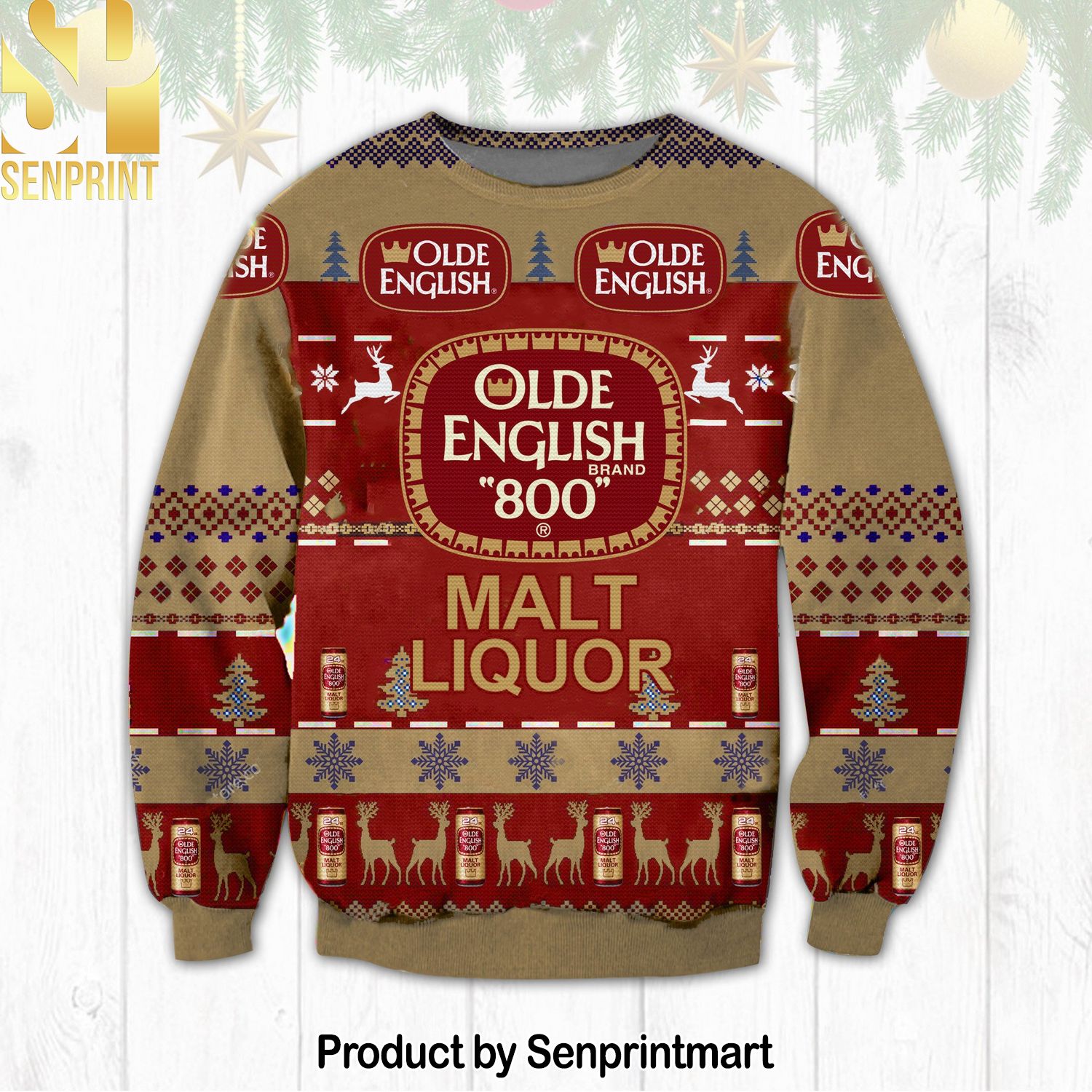 Olde English 800 For Christmas Gifts Ugly Christmas Wool Knitted Sweater