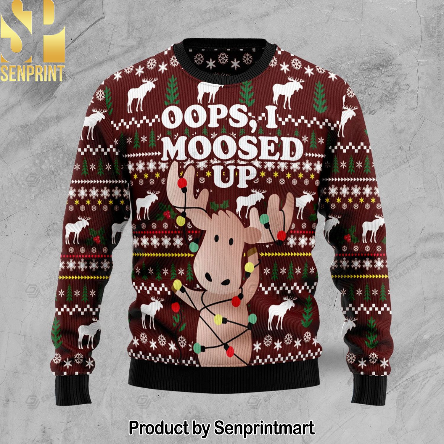 Oops I Moosed Up Knitting Pattern Ugly Christmas Holiday Sweater