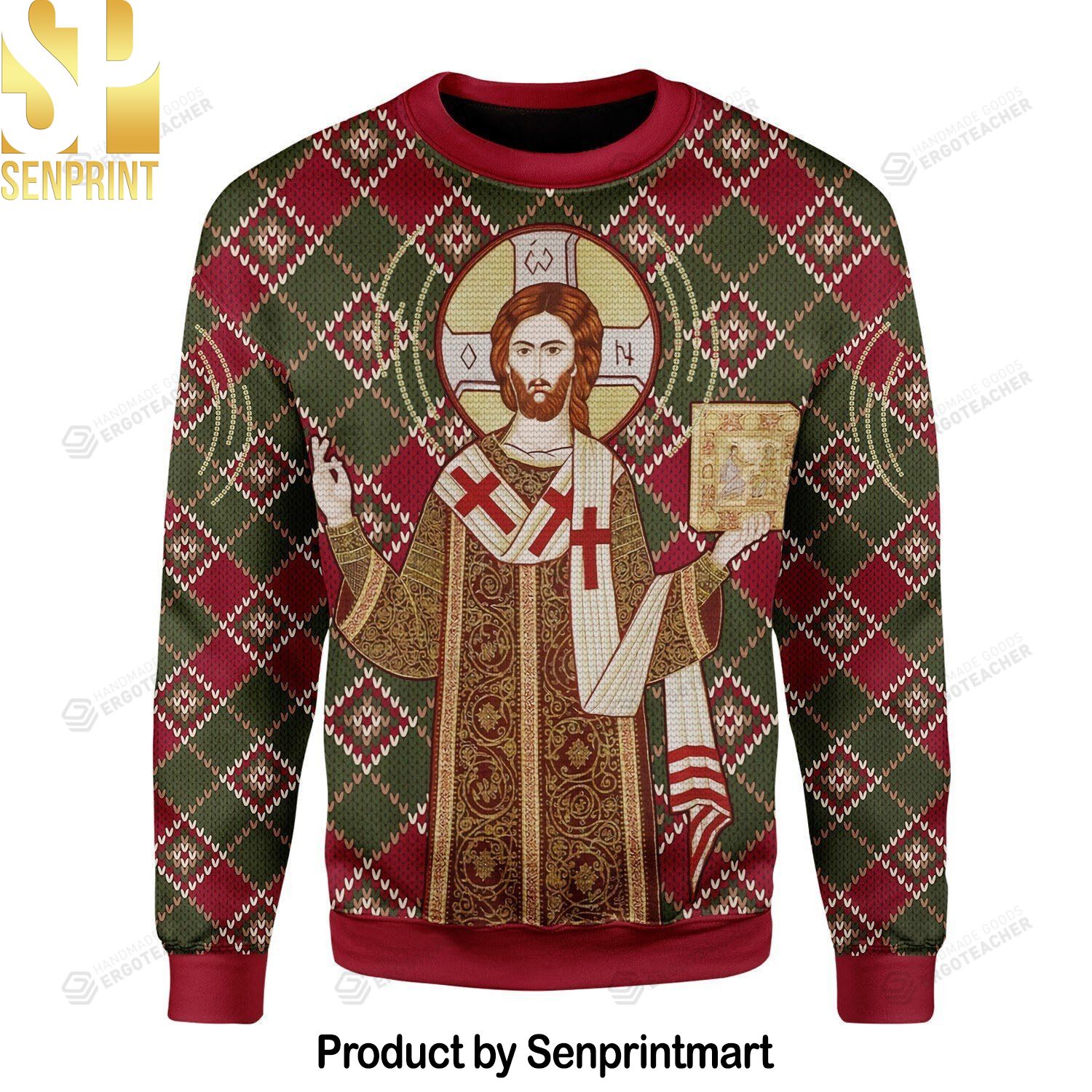 Orthodox Christianity Knitting Pattern 3D Print Ugly Sweater