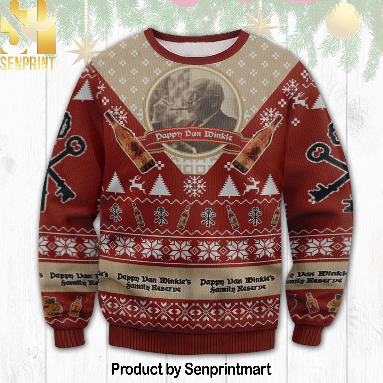 Pappy Van Winkle Christmas Ugly Wool Knitted Sweater
