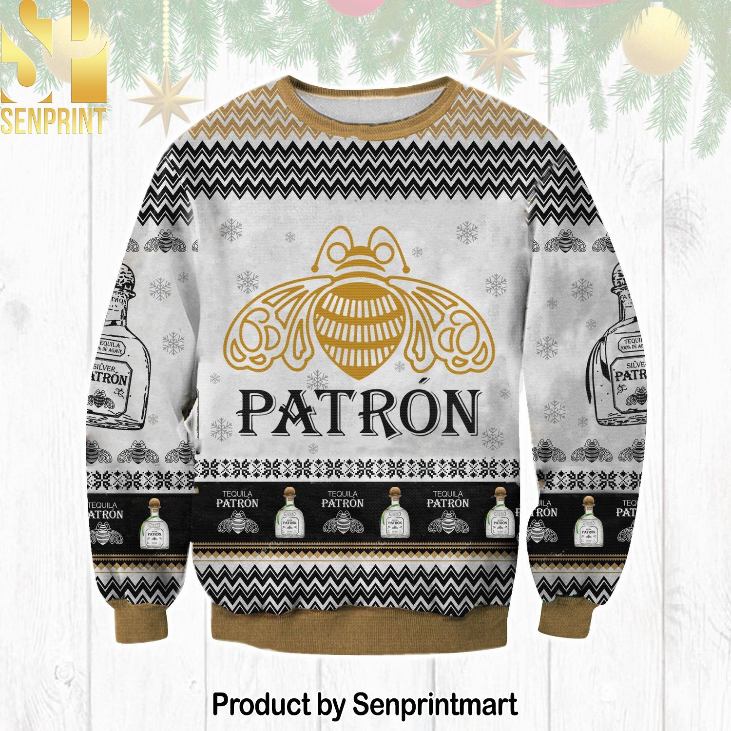 Patron Tequila 3D Printed Ugly Christmas Sweater