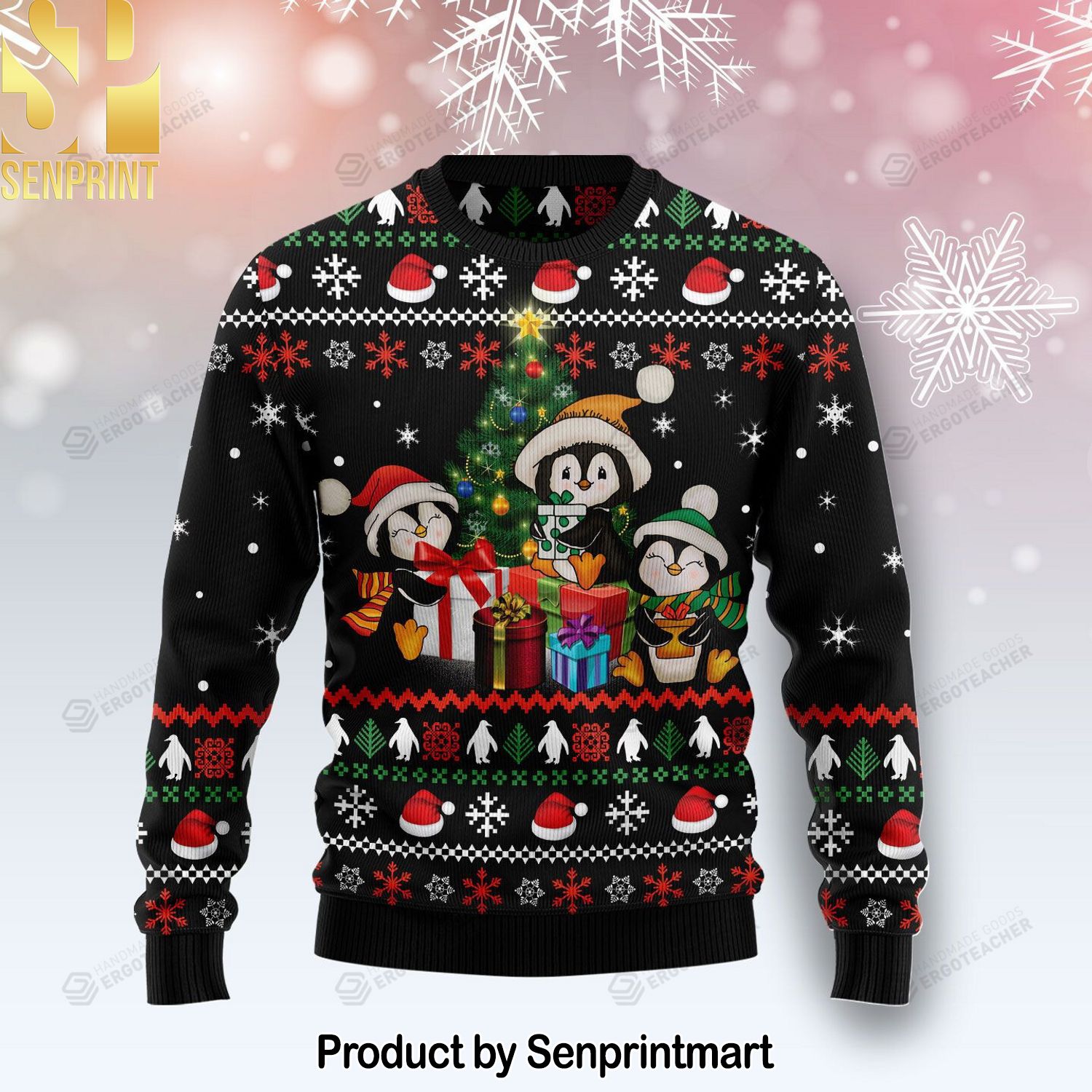 Penguin Christmas Tree Ugly Christmas Holiday Sweater