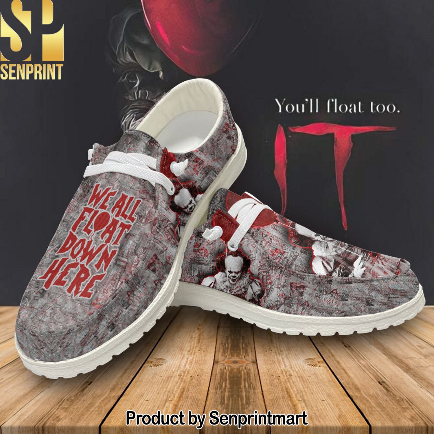 Pennywise IT Halloween Slip On Shoes 3D Printed Ugly Christmas Sweater