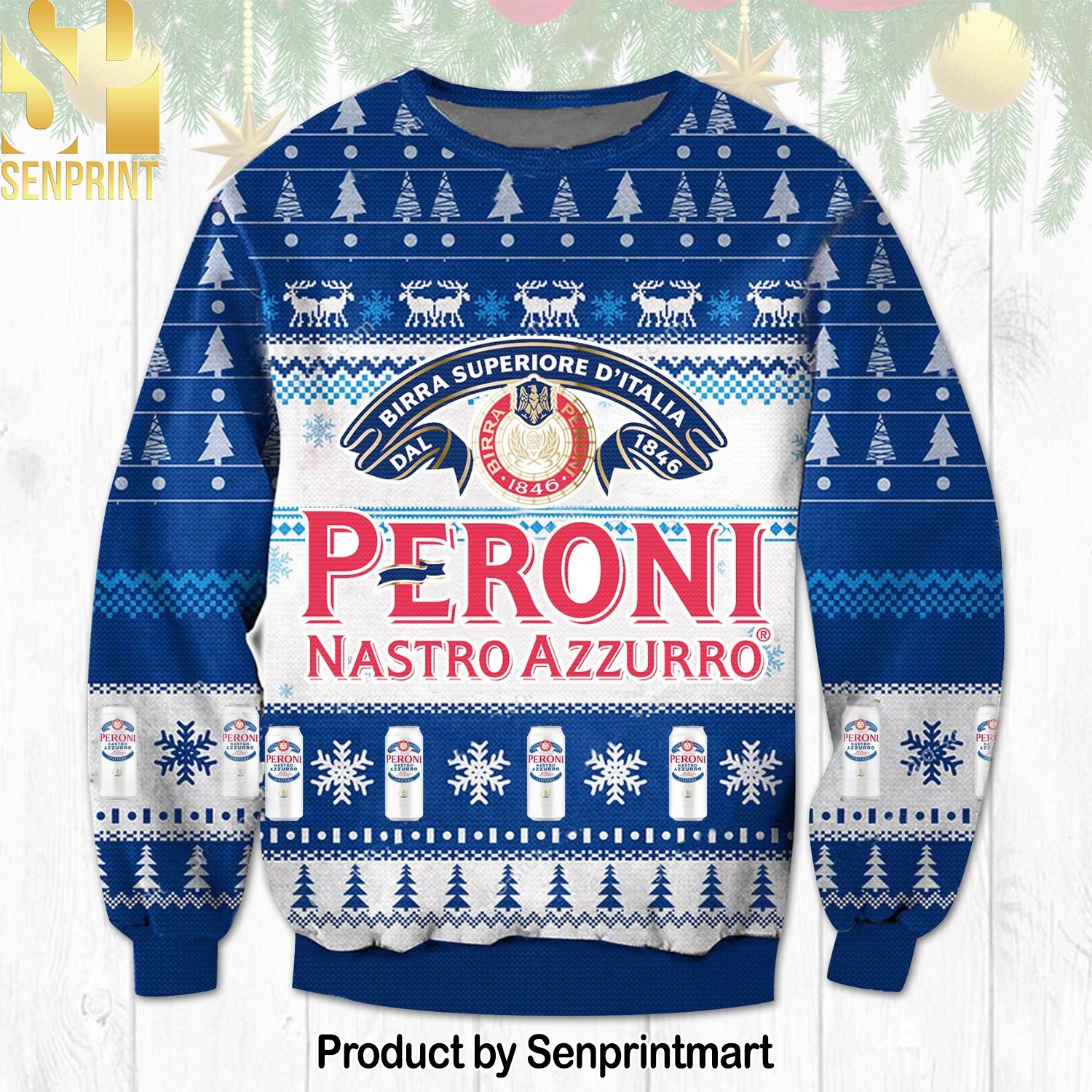 Peroni Nastro Azzurro For Christmas Gifts Ugly Christmas Sweater