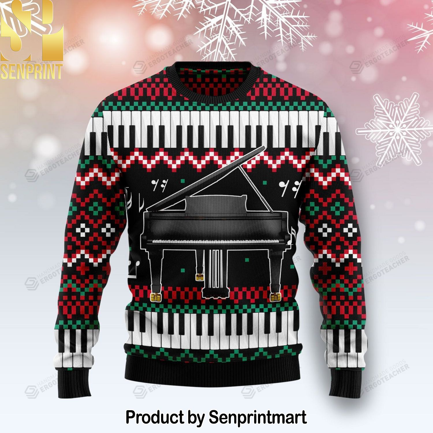 Piano Awesome For Christmas Gifts Ugly Christmas Sweater