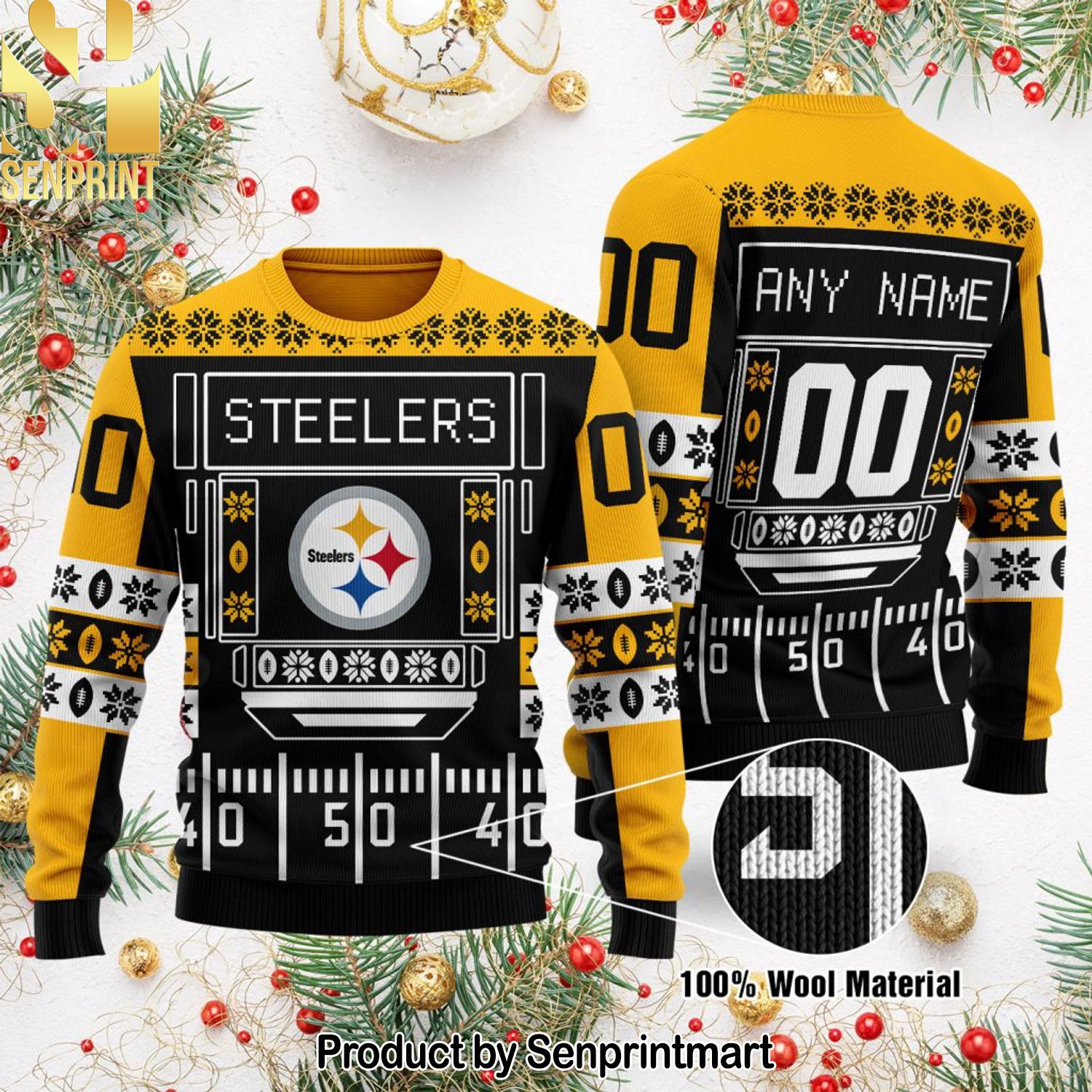 Pittsburgh Steelers NFL Knitting Pattern Ugly Christmas Sweater