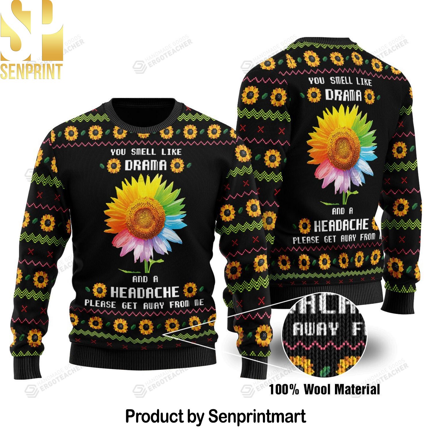 Please Get Away From Me Knitting Pattern 3D Print Ugly Sweater