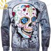Psychedelic Trippy Af Sugar Skull Christmas Ugly Wool Knitted Sweater